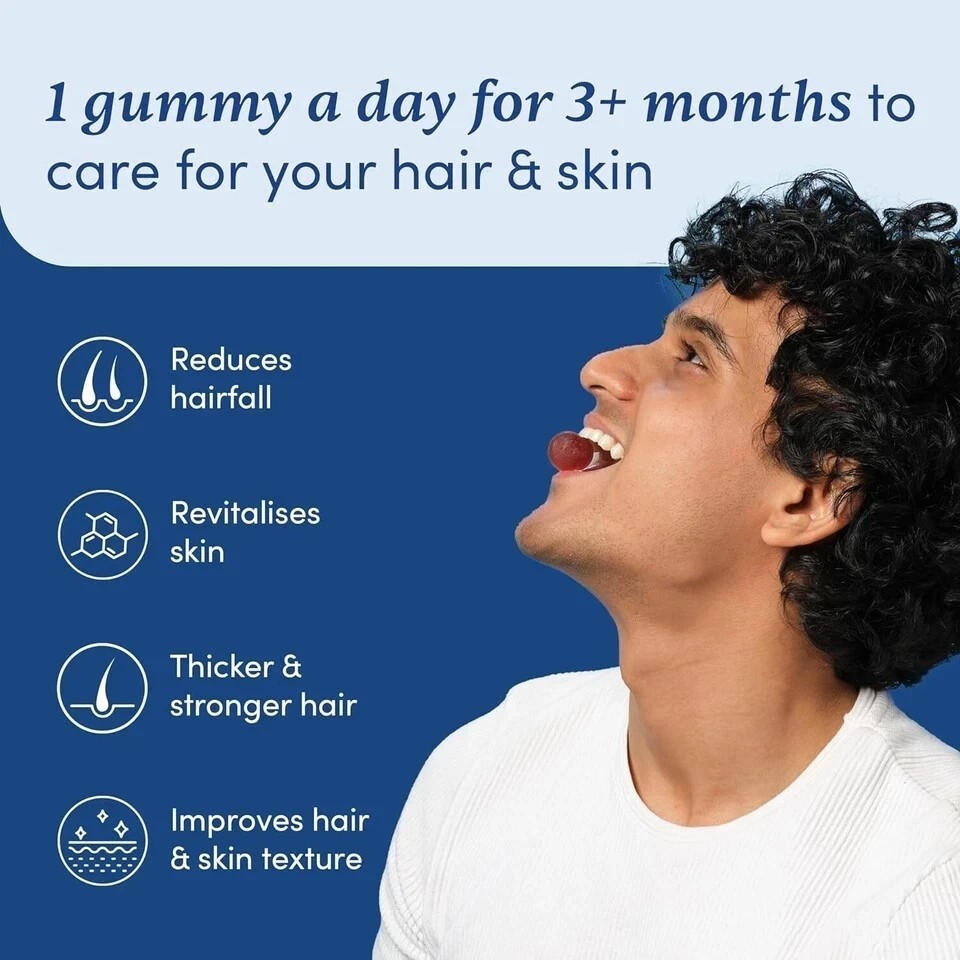 Man Matters Biotin Hair Gummies (30N) With Biotin, DHT Blockers vit A, C, E,
