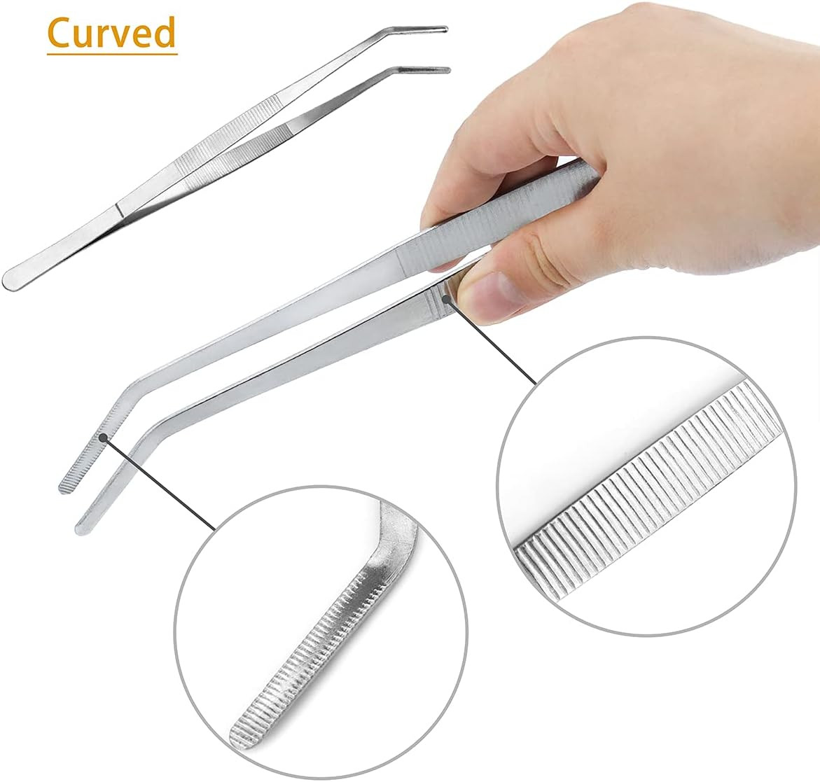 Kitchen Long Tweezers Set, LEEFONE 2 PCS 12 Inch Stainless Steel Food Tweezers w