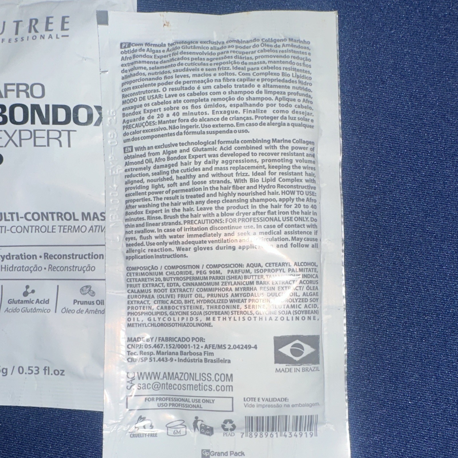 Nutree Professional Afro Bondox Thermo Multi-Control Hair Mask 15g Cruelty-Free