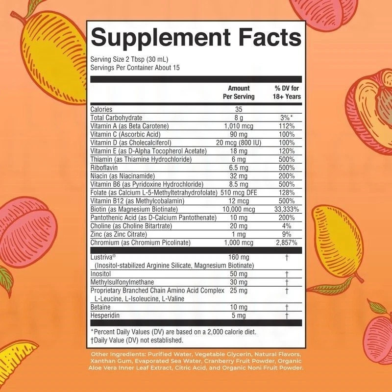 Mary Ruth’s Morning Multivitamin Hair Growth Solution 2 Pack Peach Mango 15.22OZ