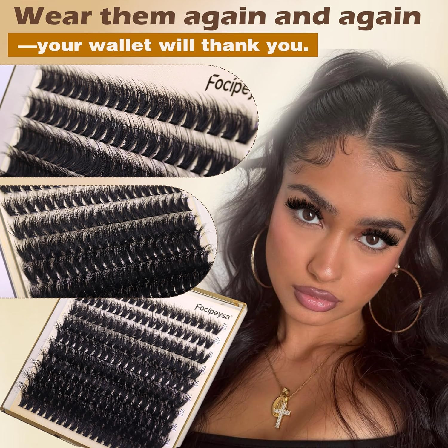 Focipeysa Eyelash Extension Tray – Kit with Lashes, Lash Bond, Remover, Tweezers