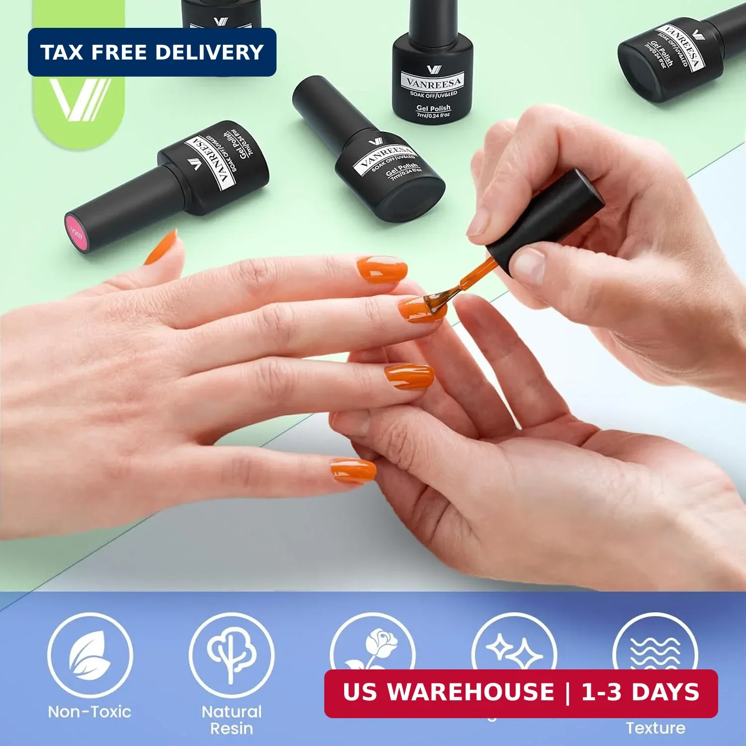 VANREESA 24 Pcs Gel Nail Polish Set, 21 Colors Gel Polish with Base Coat Glossy