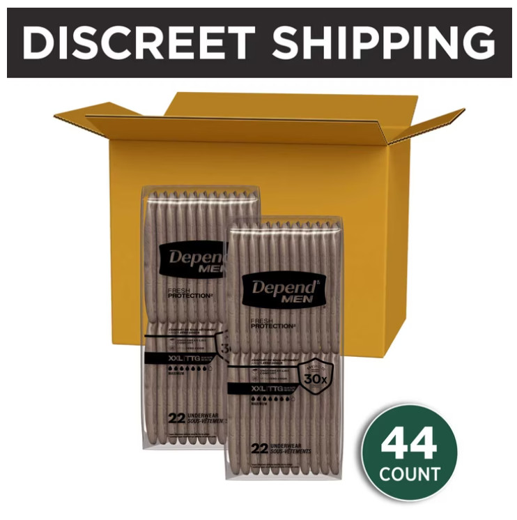 Depend Fresh Protection Incontinence Underwear for Men, Adult, XXL, 44 Count