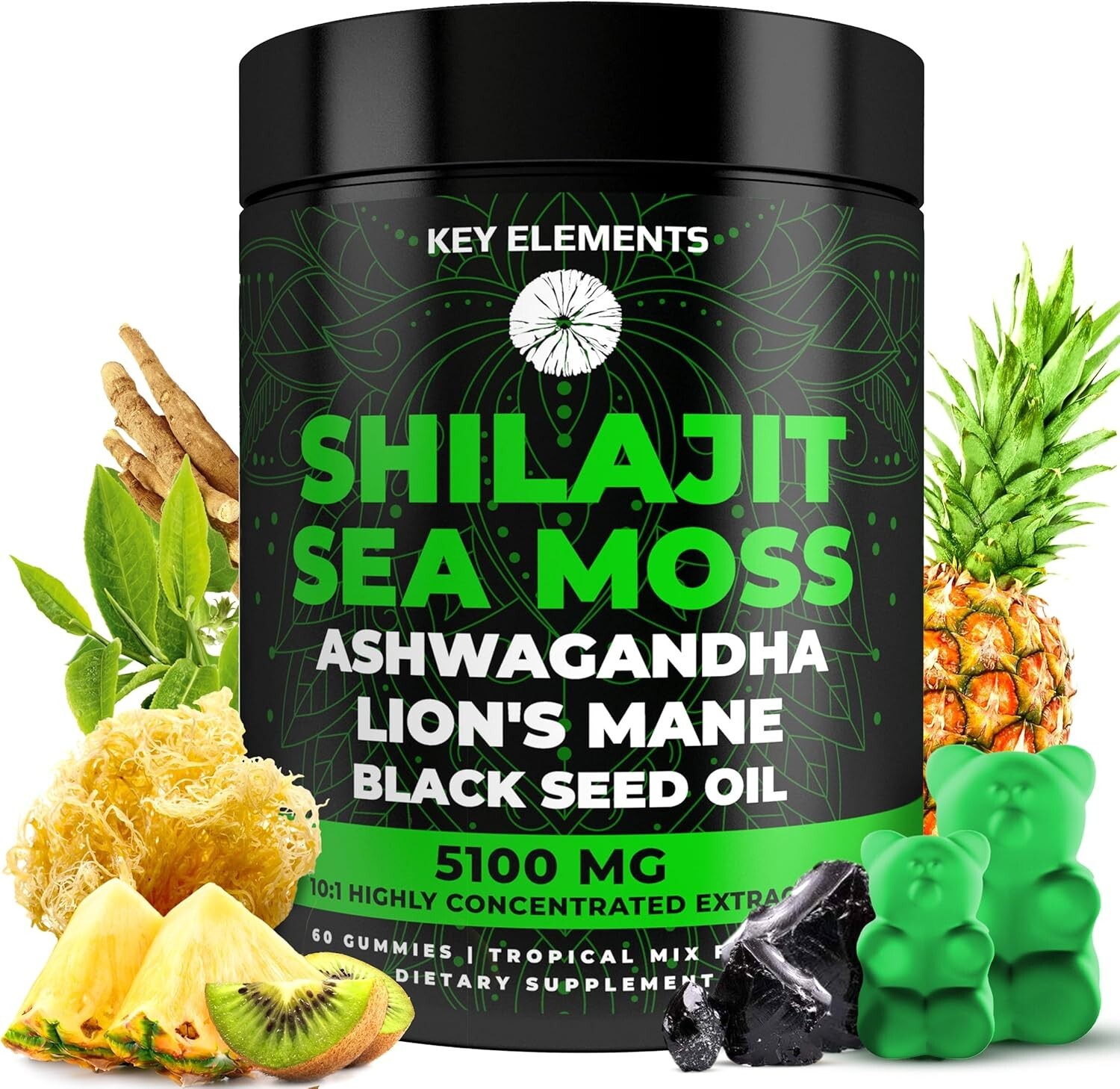 Organic Shilajit Gummies with Sea Moss Gummies Shilajit Supplement for Immune Sy