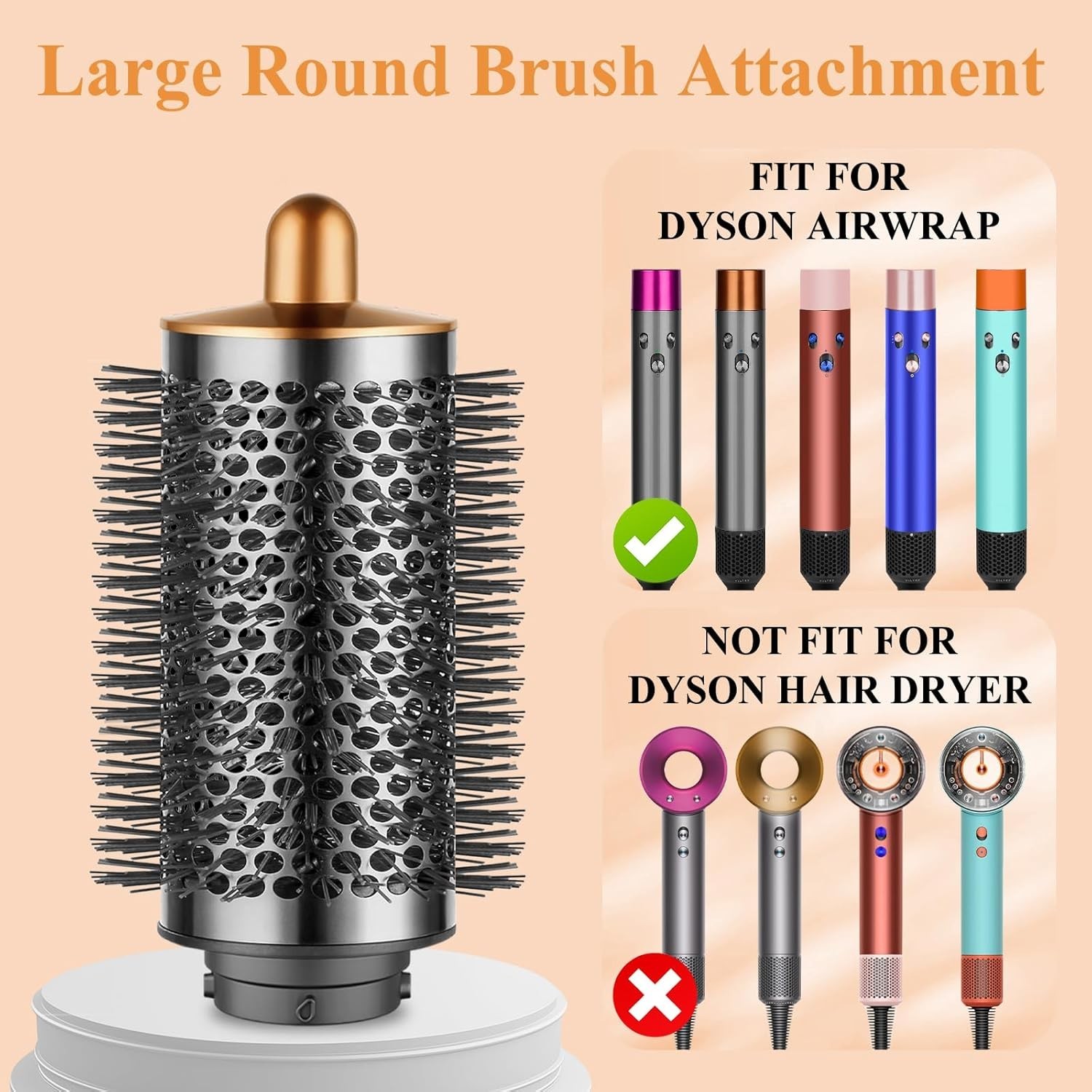 Genuine Dyson Airwrap Round Volumizing Brush Attachment, Nickel/Copper……….