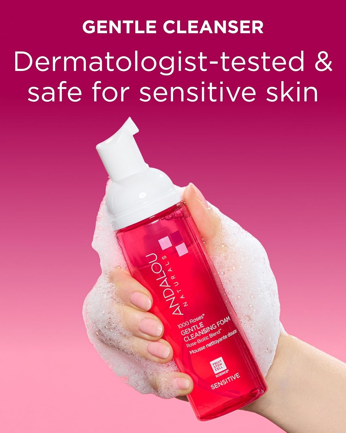 Andalou Naturals, 1000 Roses Gentle Cleansing Foam Sensitive, 5.5 Oz