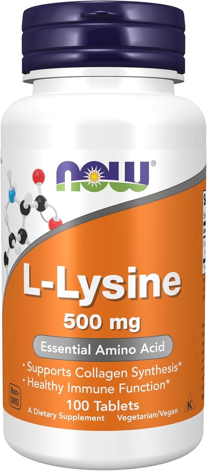 NOW Foods L-Lysine 500mg Amino Acid Immune Support Tablets 100 Count