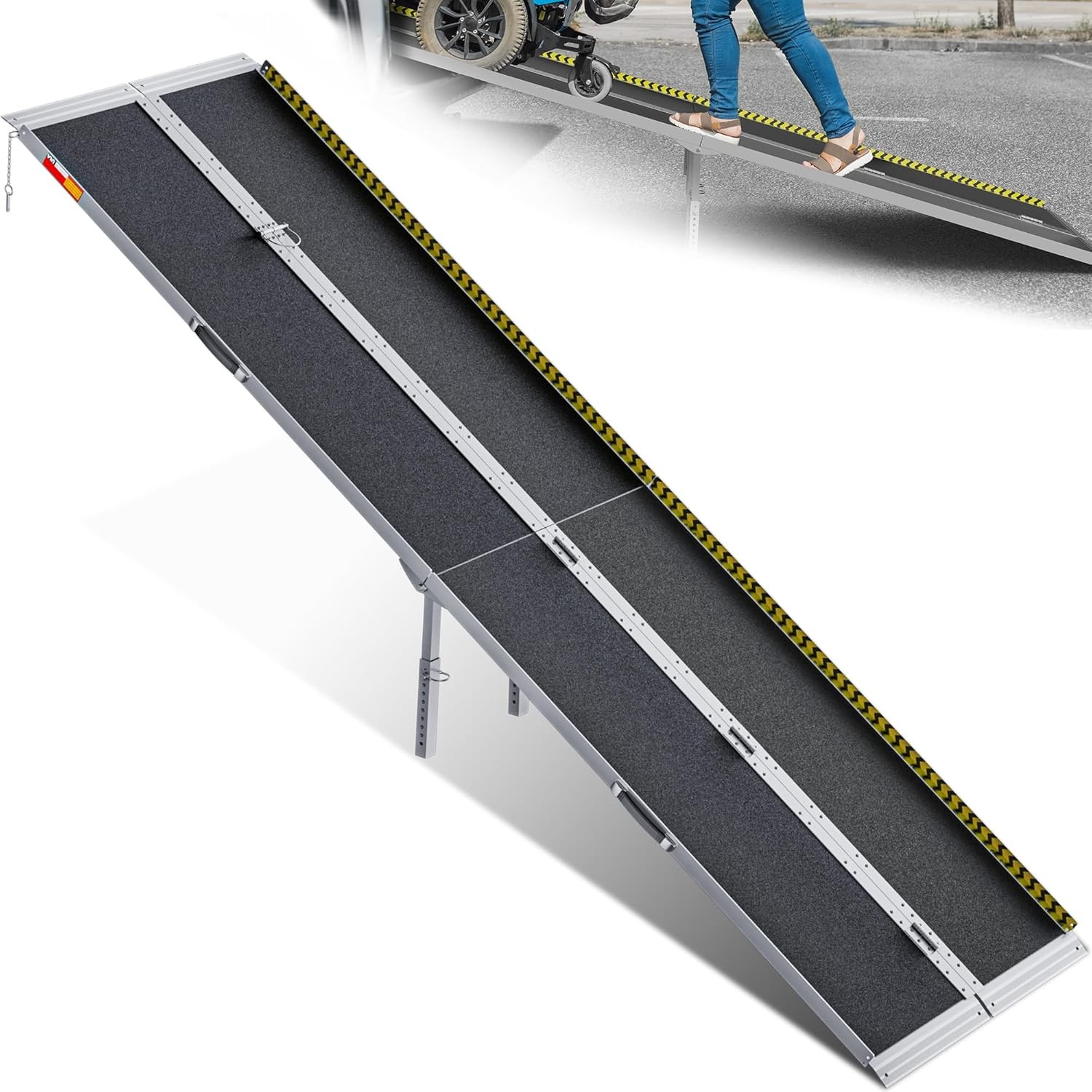 2/3/4/5/6/7/8/10/12FT Home Wheelchair Ramp Non-Skid Folding Aluminum Ramps Steps