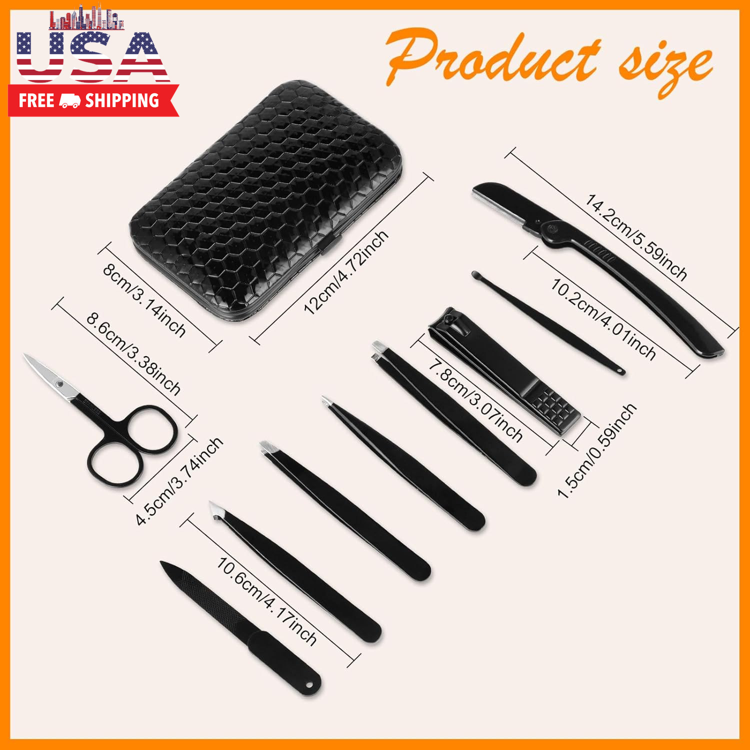 Tweezers Set,9 Pcs Professional Stainless Steel Tweezer Kit-Great Precision Eyeb