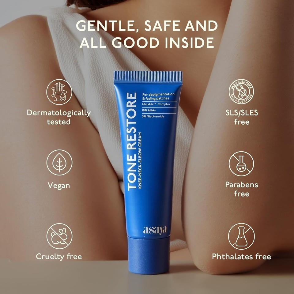 ASAYA Tone Restore Cream for Dark Knees, Elbows Neck Brightening & Smoothing 50g