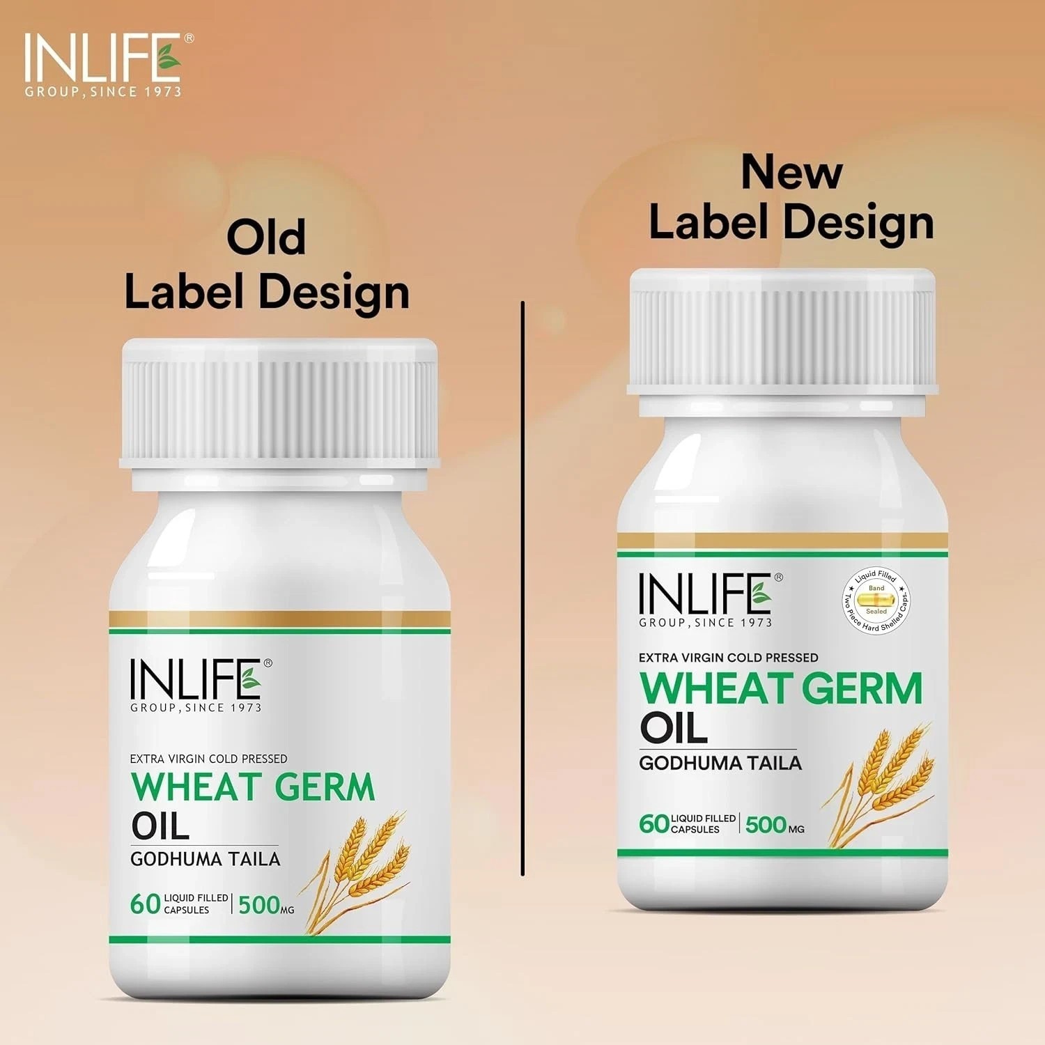 INLIFE Wheat Germ Oil Supplement | Natural Source of Vitamin E, 500 mg – 60 Caps