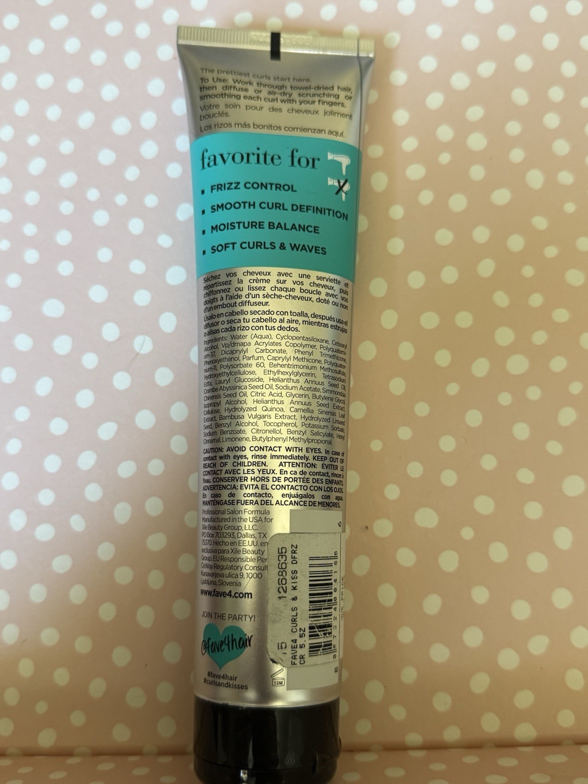 Fave 4 Favorite For Curls & Kisses Curl Cream Anti-Frizz Hydrating 5.5 oz