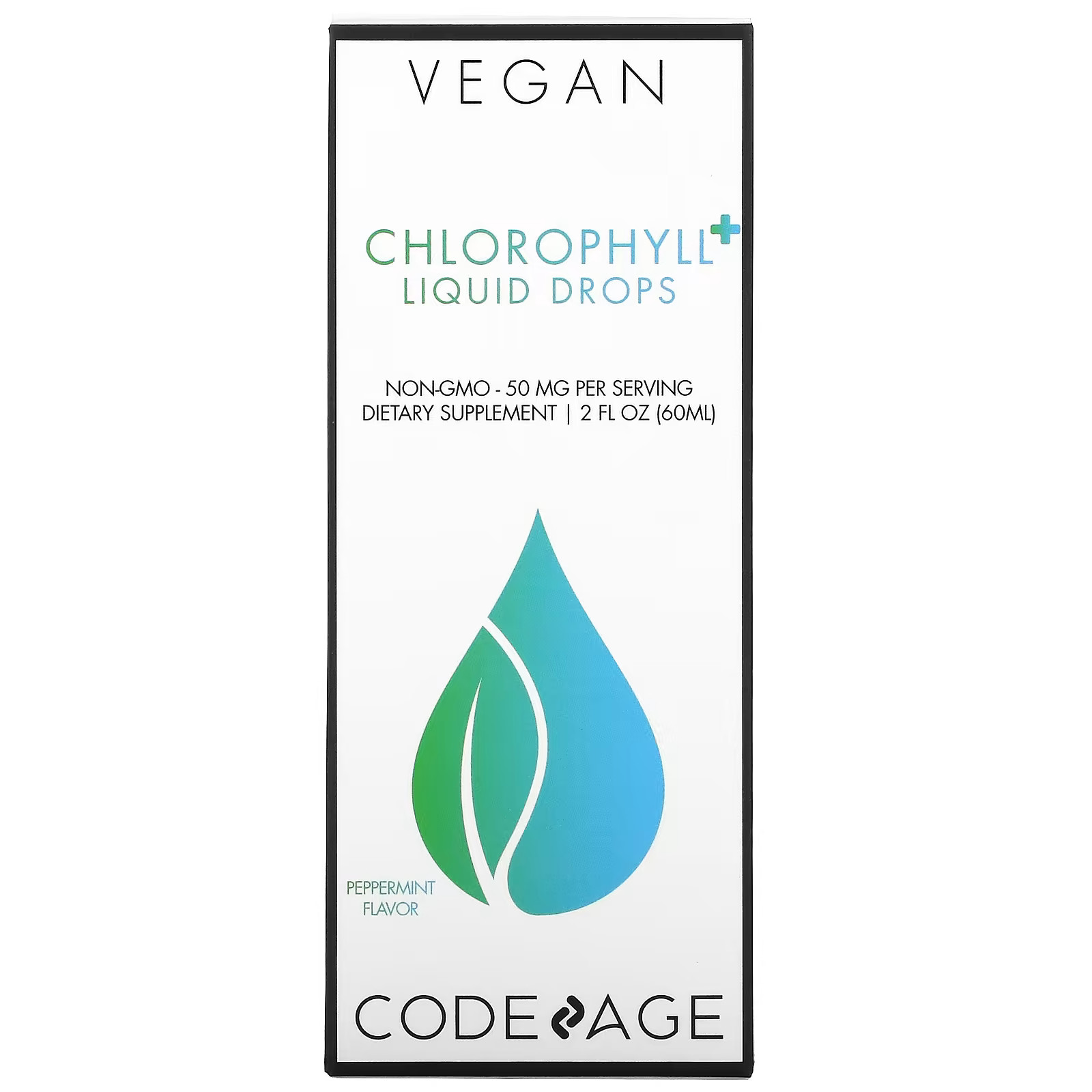 2 X Codeage, Vegan Chlorophyll+ Liquid Drops, Peppermint, 50 mg, 2 fl-worldwide