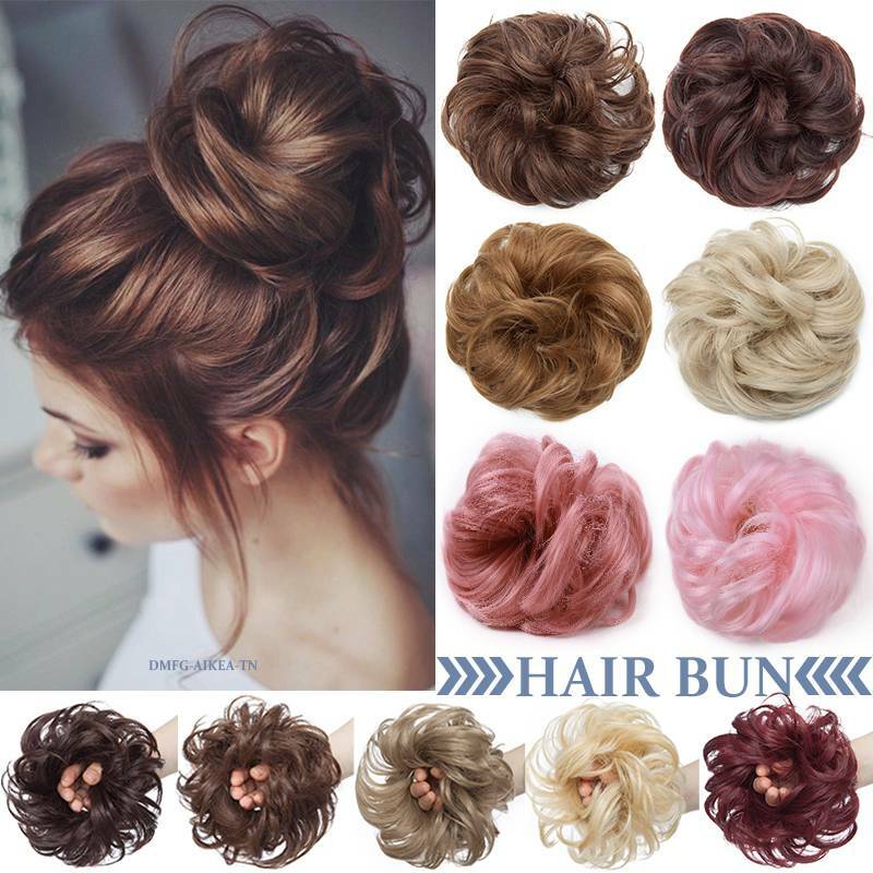 Natural Curly Messy Bun Hair Piece Scrunchie Updo Hair Extensions Real as Human