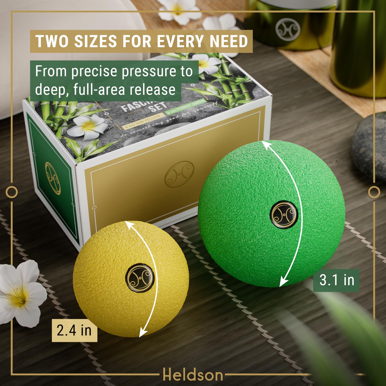 HELDSON® EPP Fascia Massage Balls Set [6cm & 8cm] – Trigger Yellow & Green