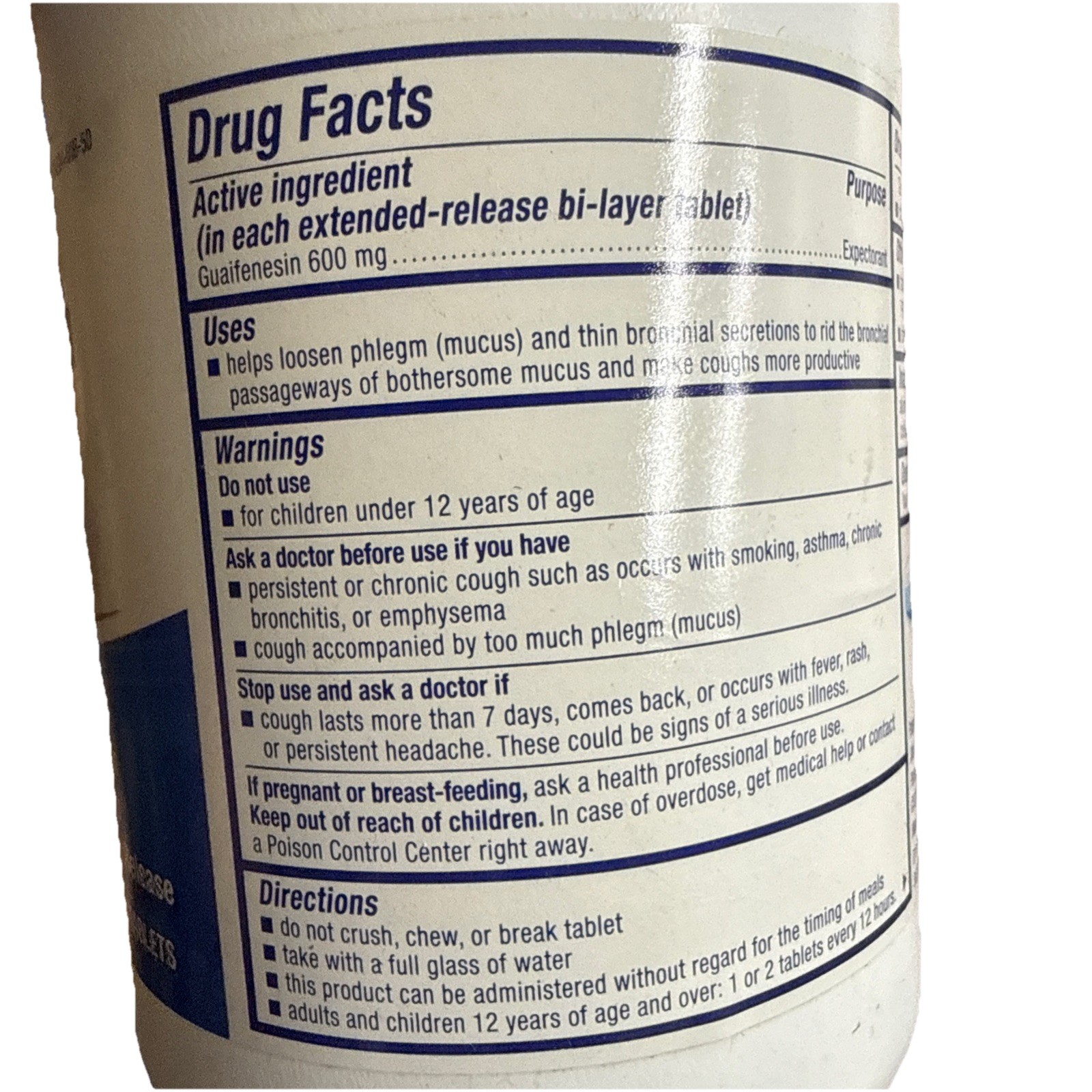 Mucinex 12 Hour Chest Congestion Expectorant 600 mg Tablets Bi-Layer 500 Ct
