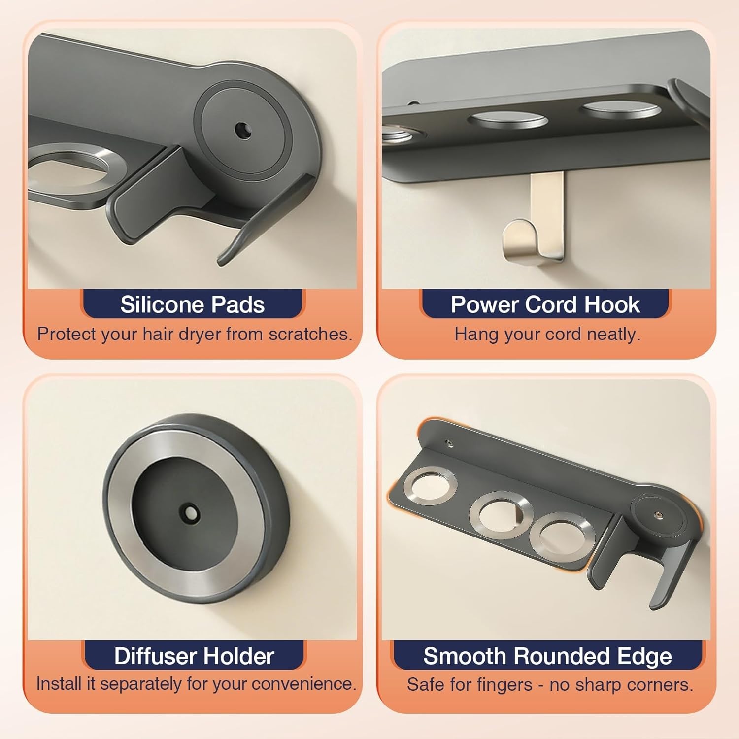 Hair Dryer Holder, Wall-Mounted Blow Dryer Holder, for Dyson Supersonic Nural
