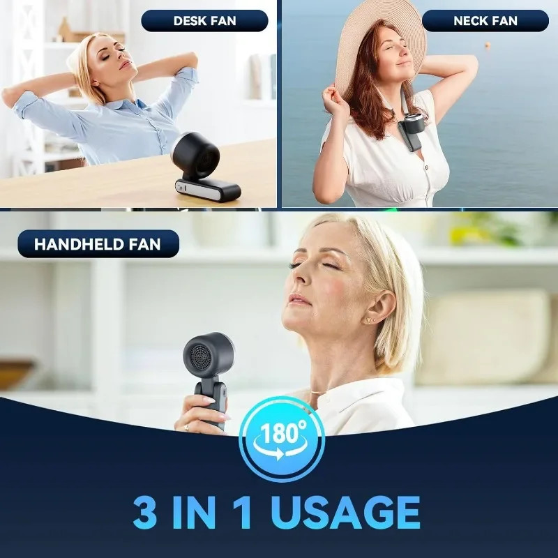 3-in-1 Fan, 5-speed, 3600mAh Rechargeable Lithium Battery, USB Charging, Travel