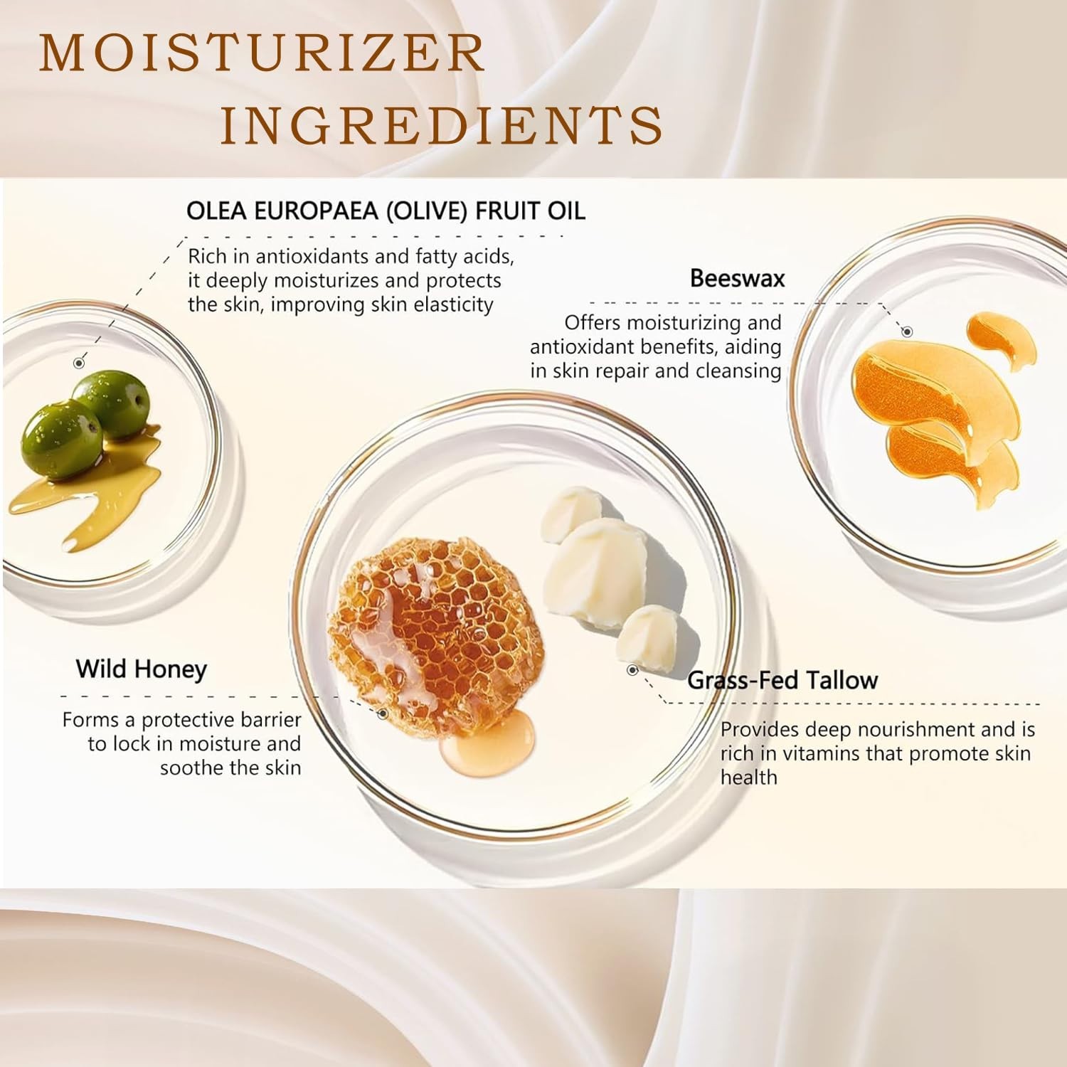 Grass Fed Whipped Beef Tallow Balm Honey Face Body Cream SPF20 2.8oz