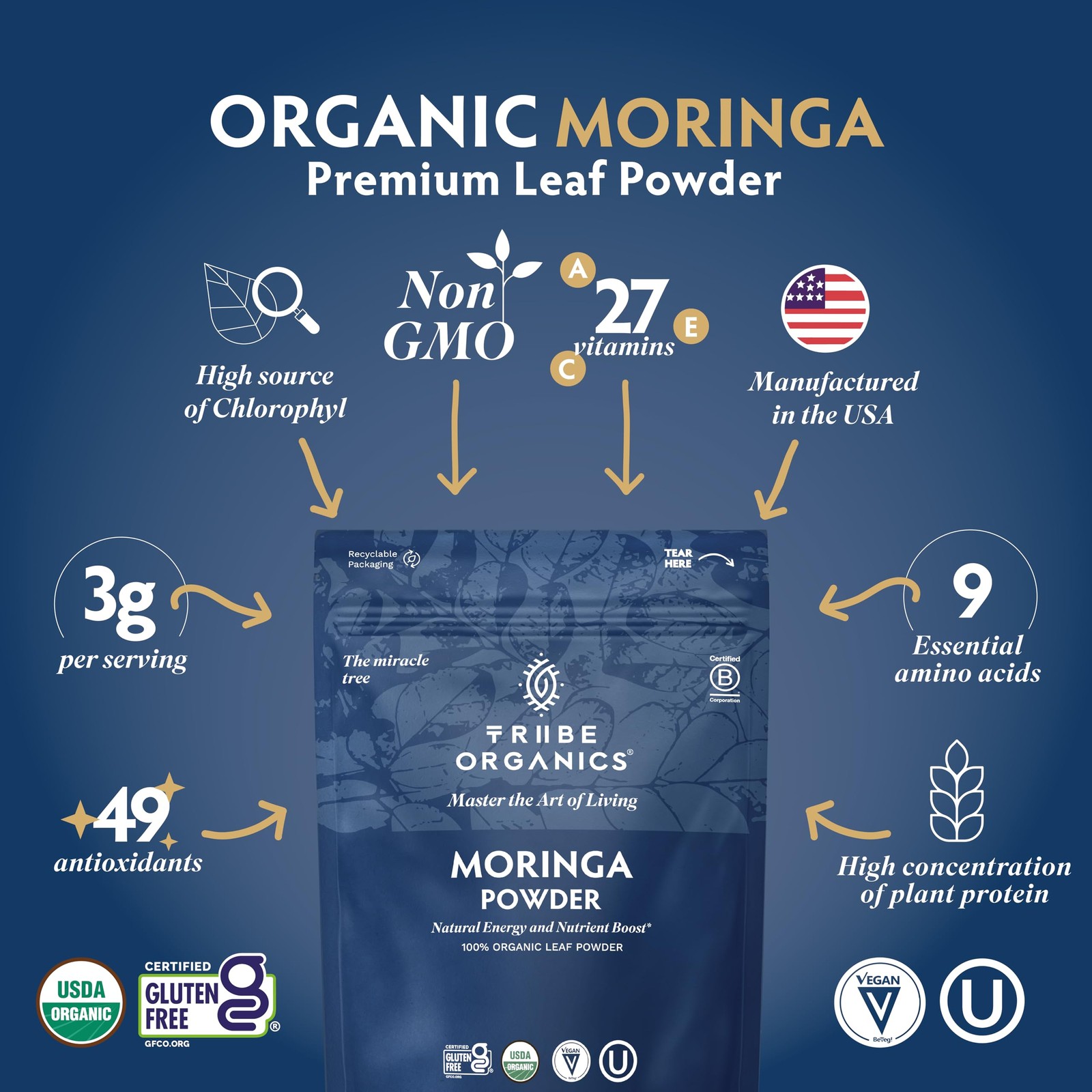 Tribe Organics Organic Moringa Oleifera Powder For Energy Joints –