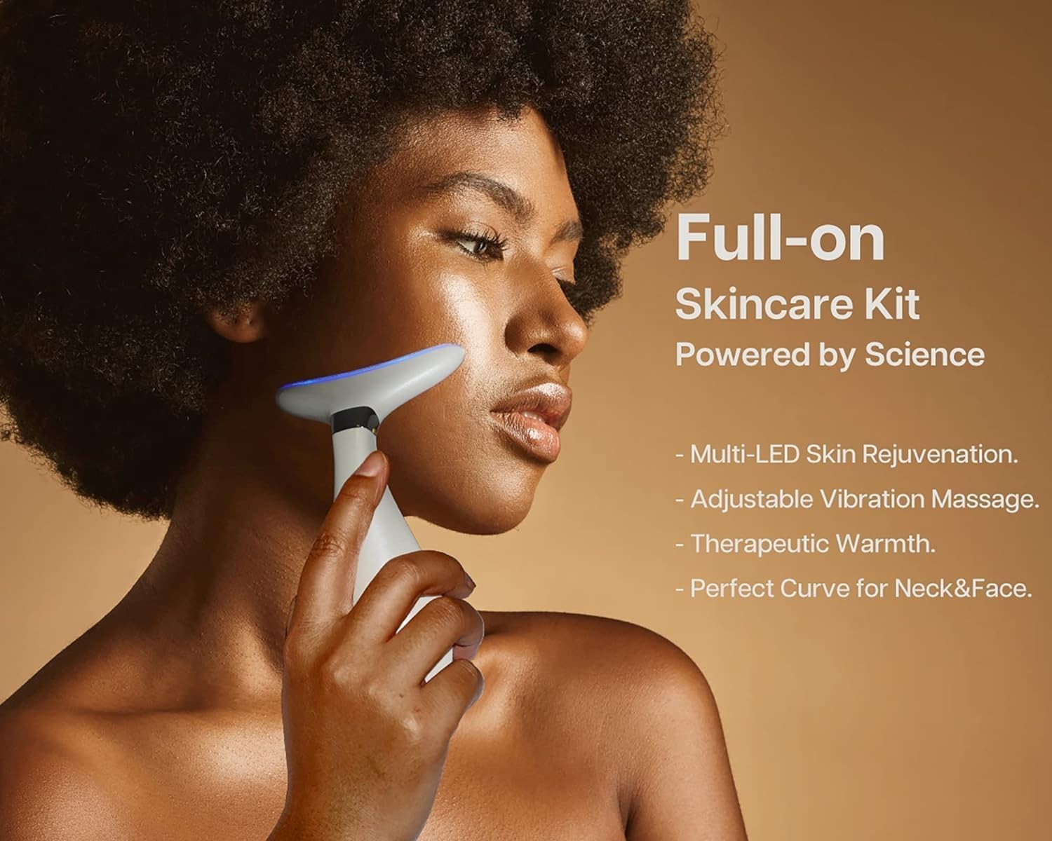 Pearl White Neck & Face Massager – Triple Action LED & Thermal Skin Rejuvenator
