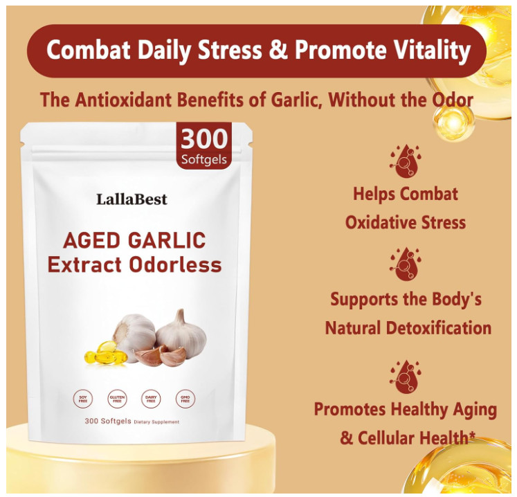 2 Years Aged Garlic Extract Odorless Organic 300 Softgels Heart Immune Support