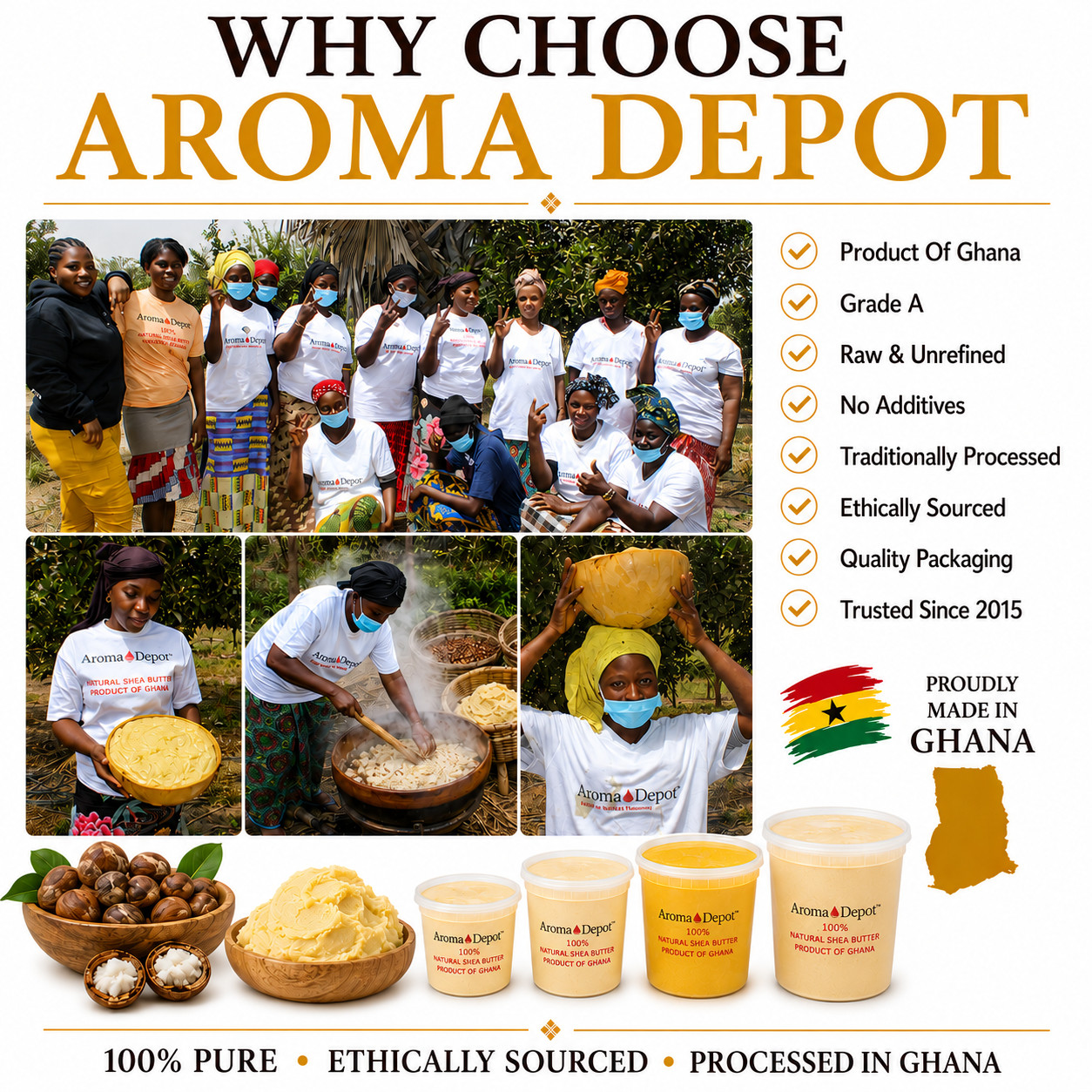 8oz Organic African Shea Butter Yellow Raw From GHANA Natural UNREFINED Pure