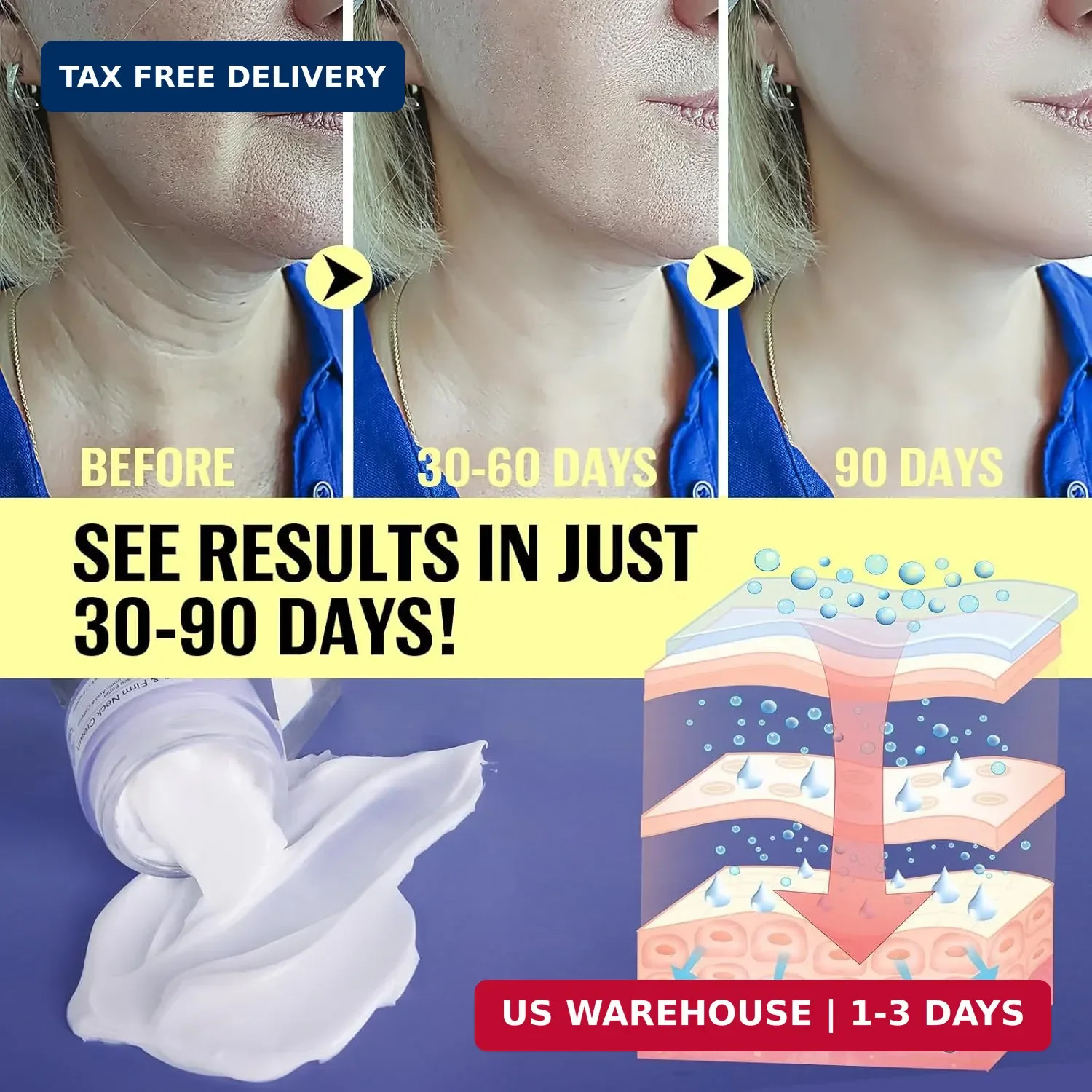 ZIXAOK Neck Creams for Tightening and Firming-Instant Face Lift Cream with Hyalu