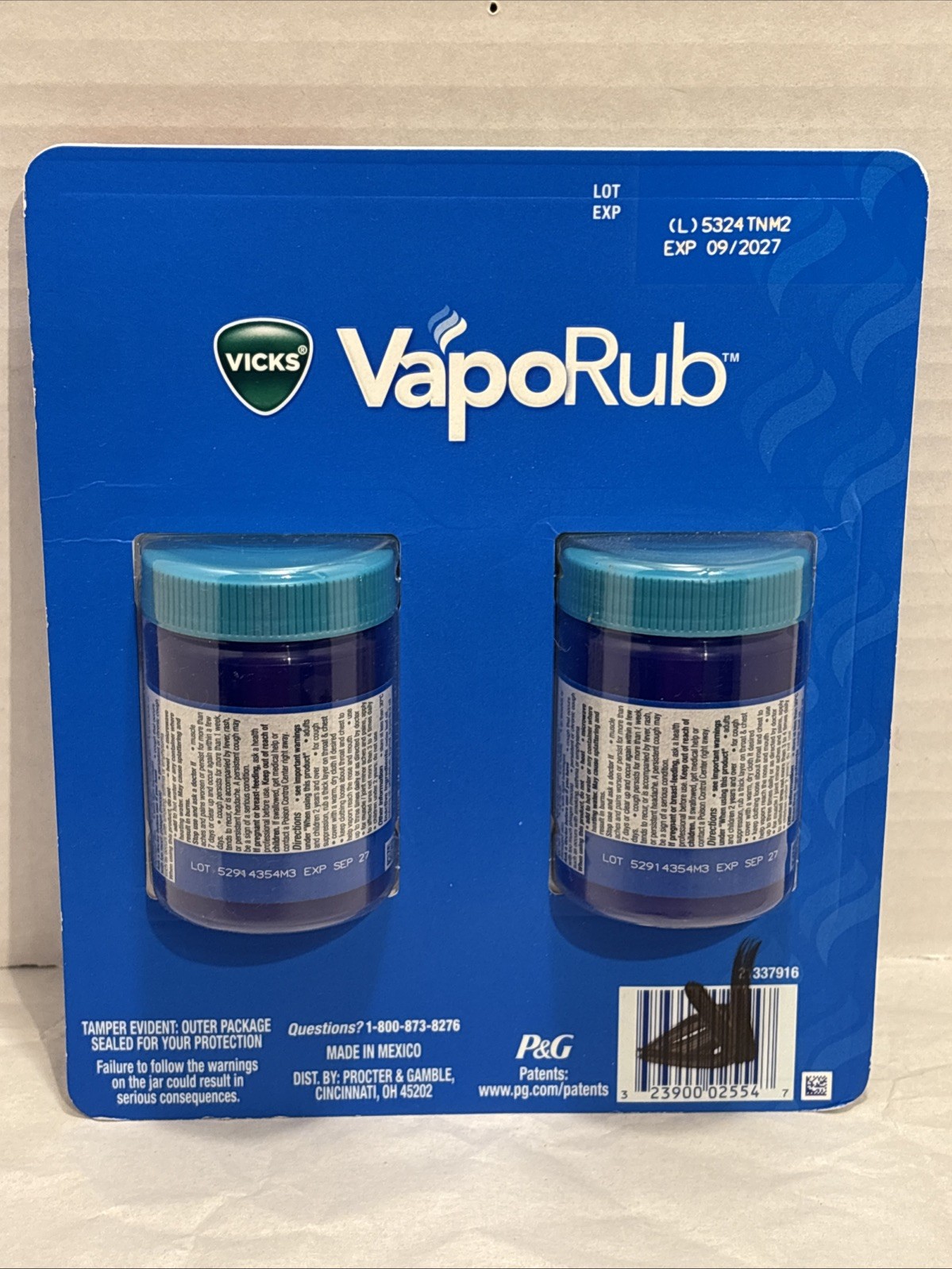 Vicks VapoRub Ointment 2 Pack x 3.53oz Cough Suppressant Topical EXP-09/27