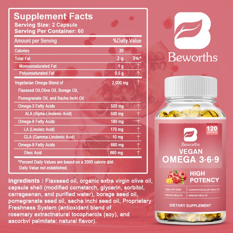 Omega 3-6-9 120 Softgels 2000MG Essential Fatty Acid Complex Supplement
