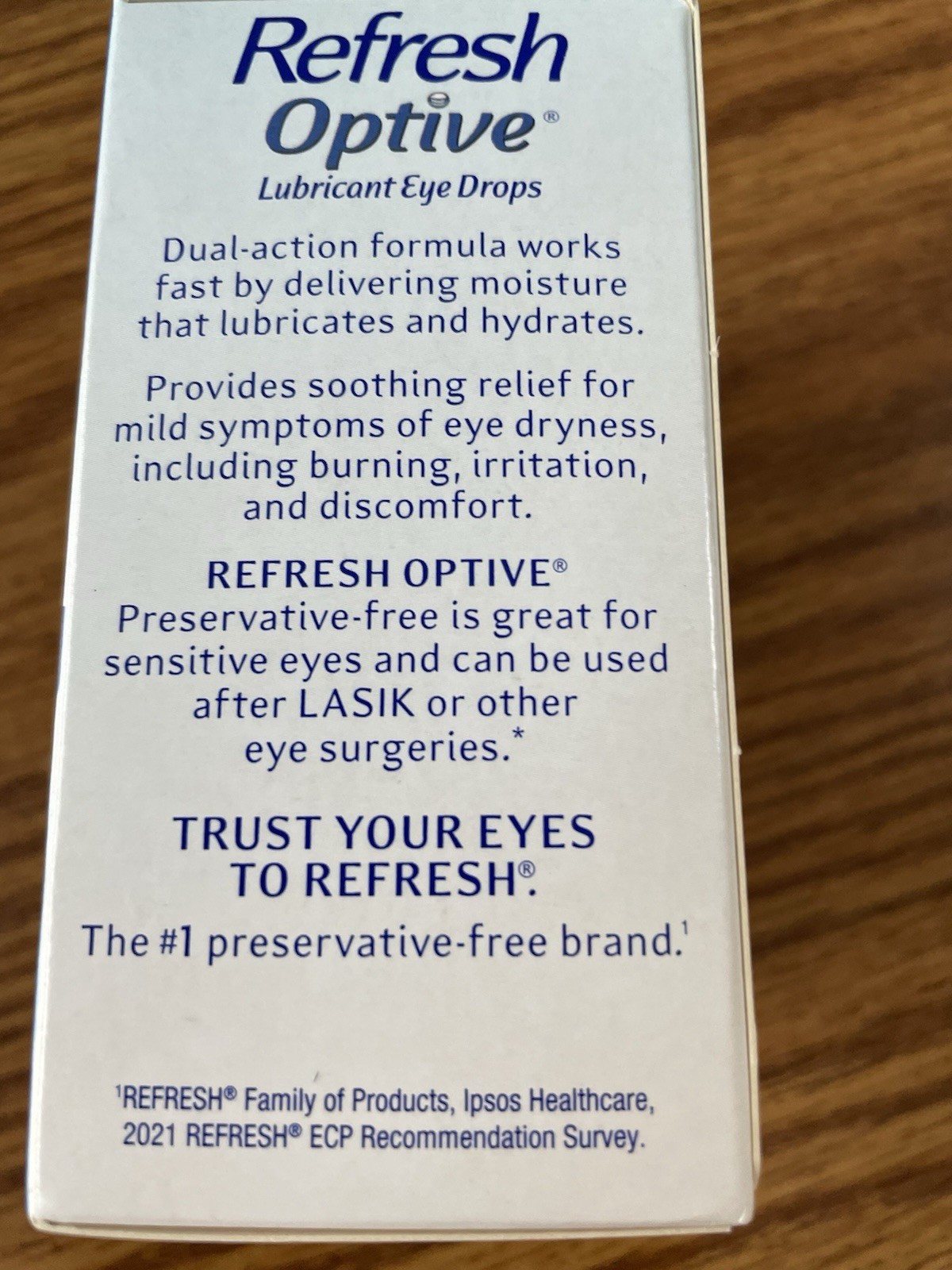 Refresh Optive Lubricant Eye Drops 30 Vials EXP 02/2027 Preservative Free