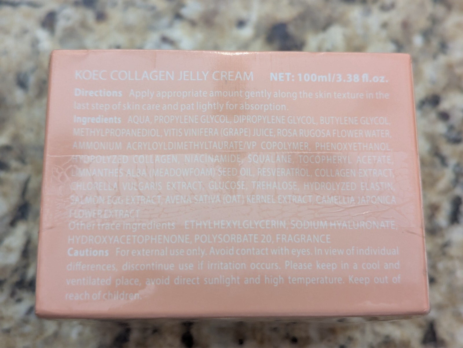 Koec Collagen Jelly Cream Hydrolyzed 3.38 fl oz exp: 12/2029