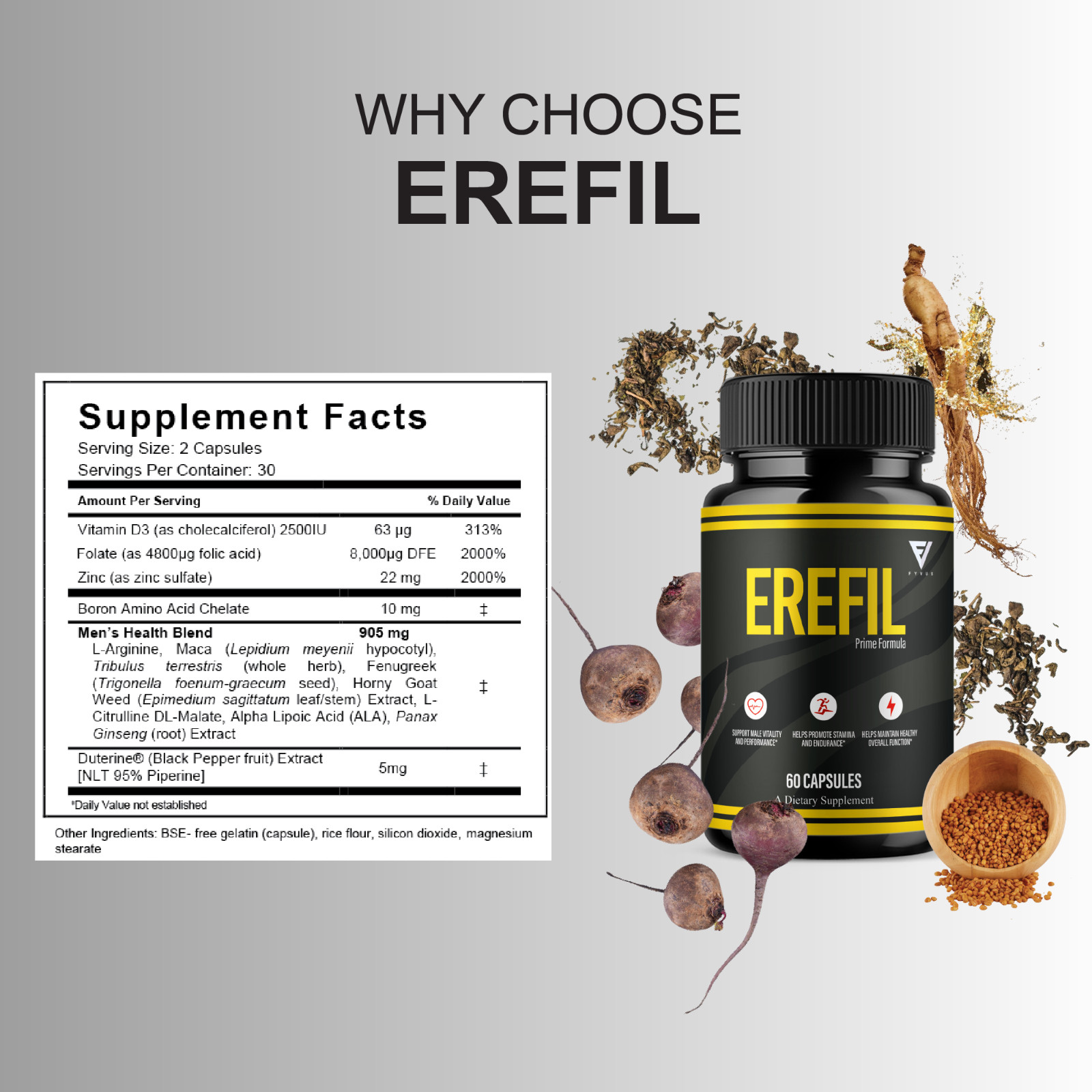 Erefil Premium Performance Capsules, Erefill Supplement (60 Capsules)