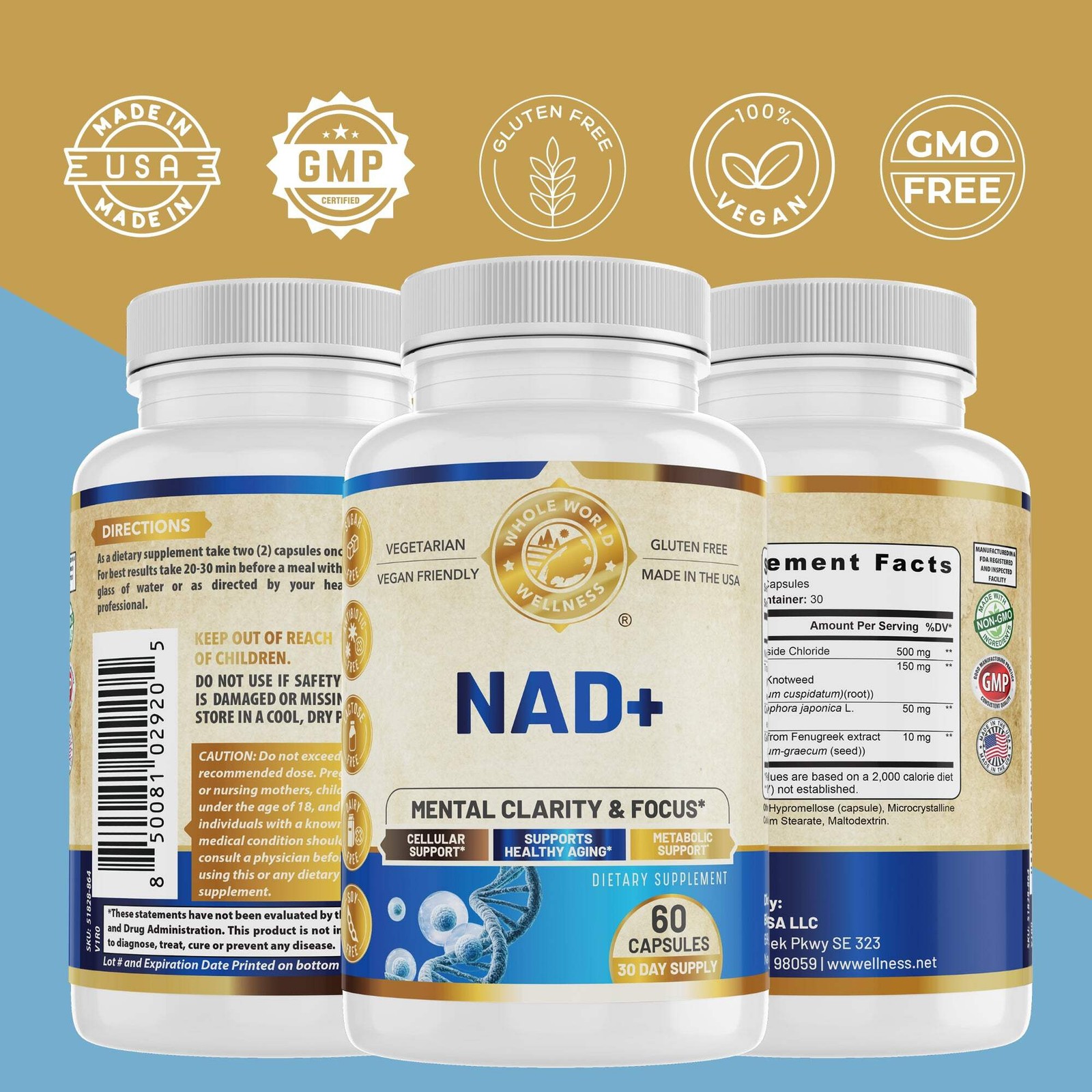 NAD+ Healthy Aging Supplement. Supports Cognitive Function & Cellular Health.