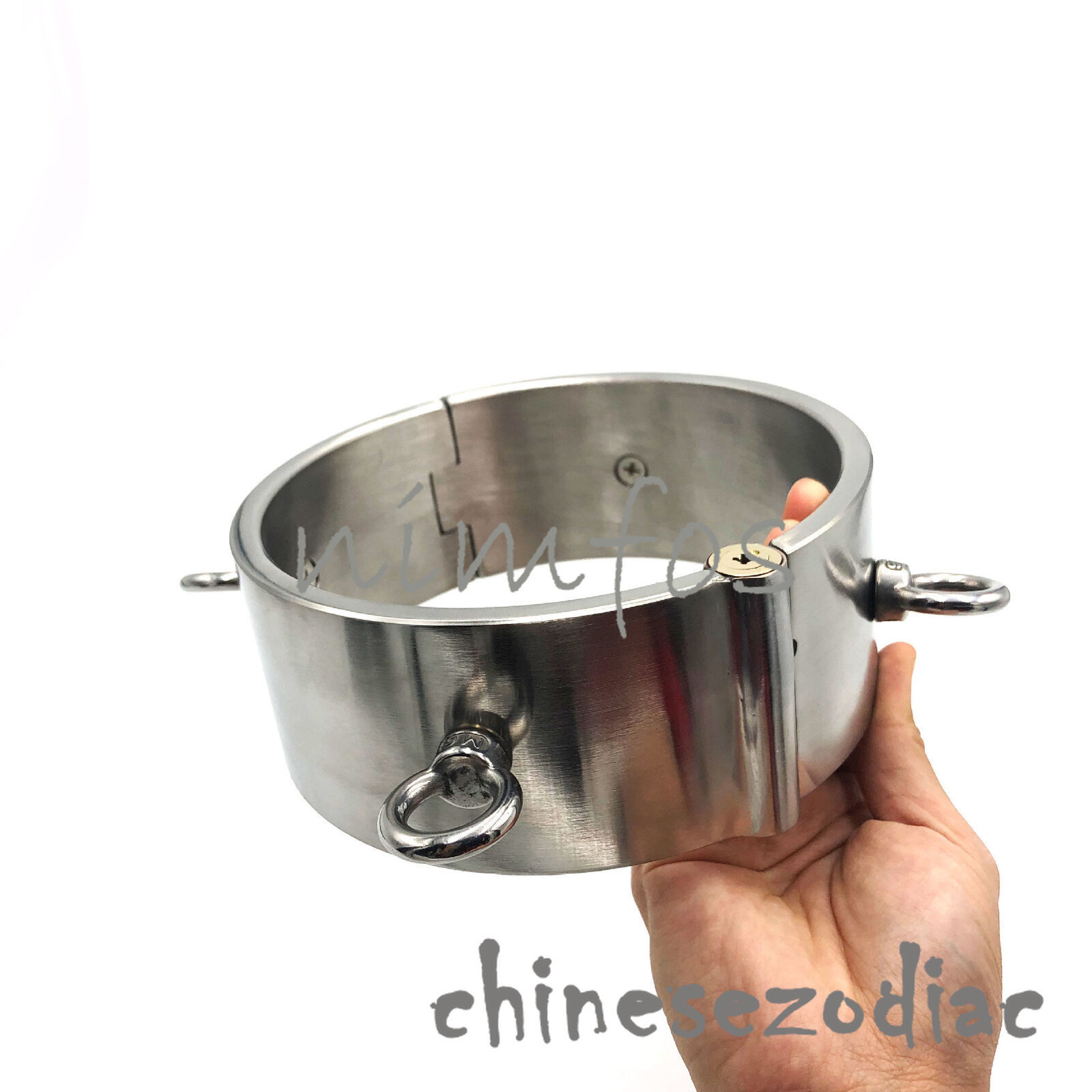 6CM High Heavy Duty 4 Ears Stainless Steel Neck Collar Restraint with Press Lock