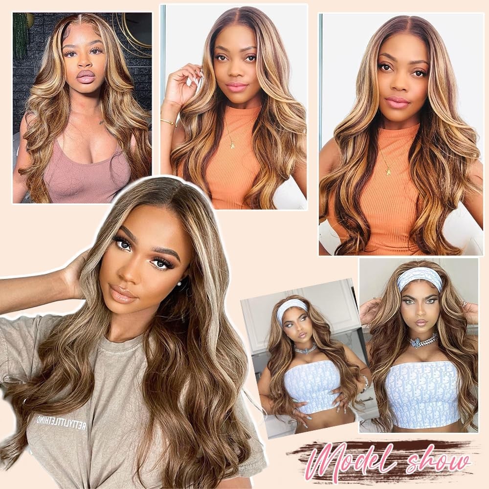 30 Inch Human Hair Honey Blonde Ombre 13×4 Lace Front Wig High Density