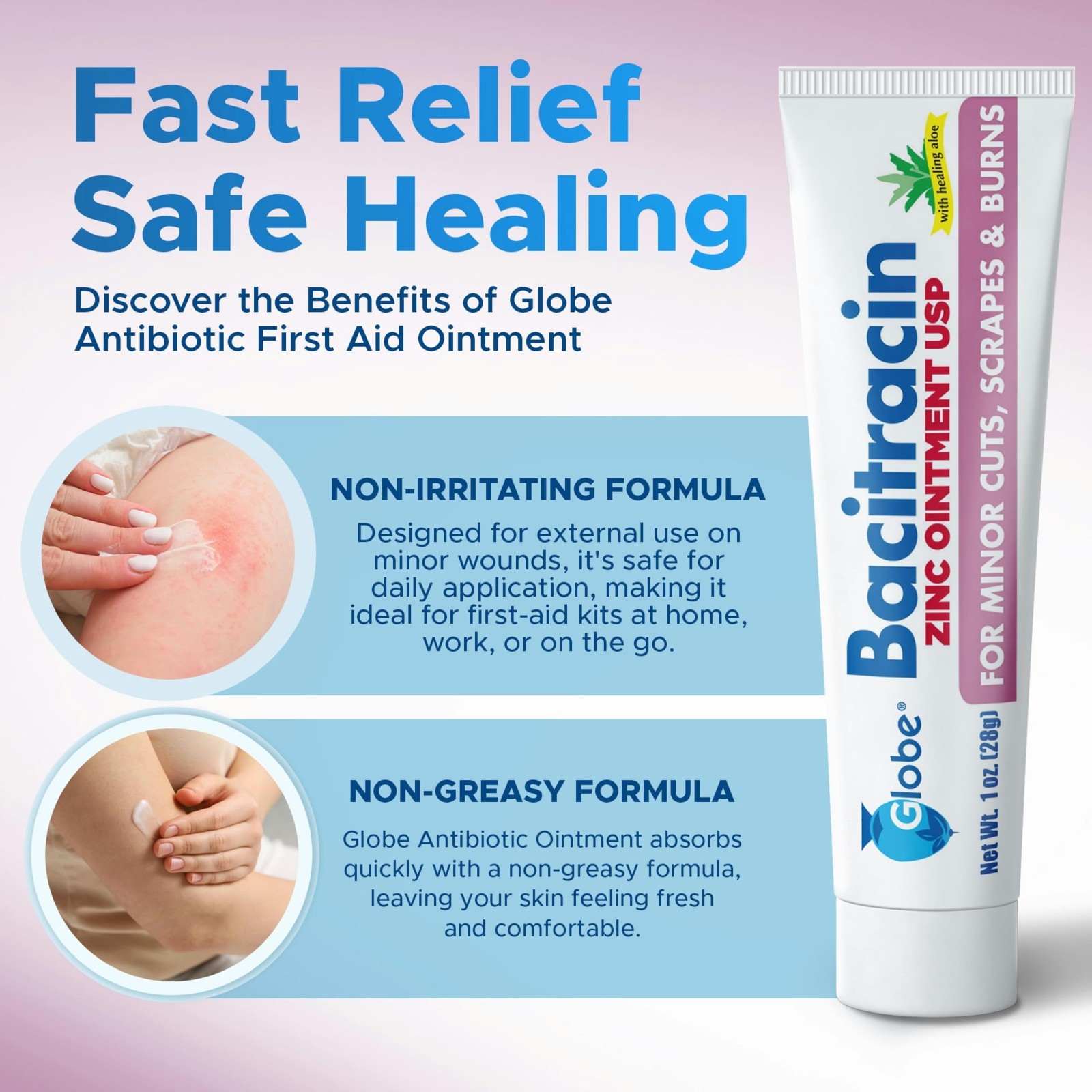 Bacitracin with Zinc Ointment + Aloe 1 Oz / 28 G (Pack of 4)