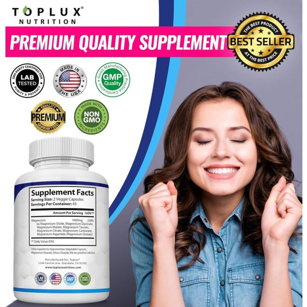 Magnesium Complex – 8 Forms for Sleep, Muscle & Bone Support,, 90ct