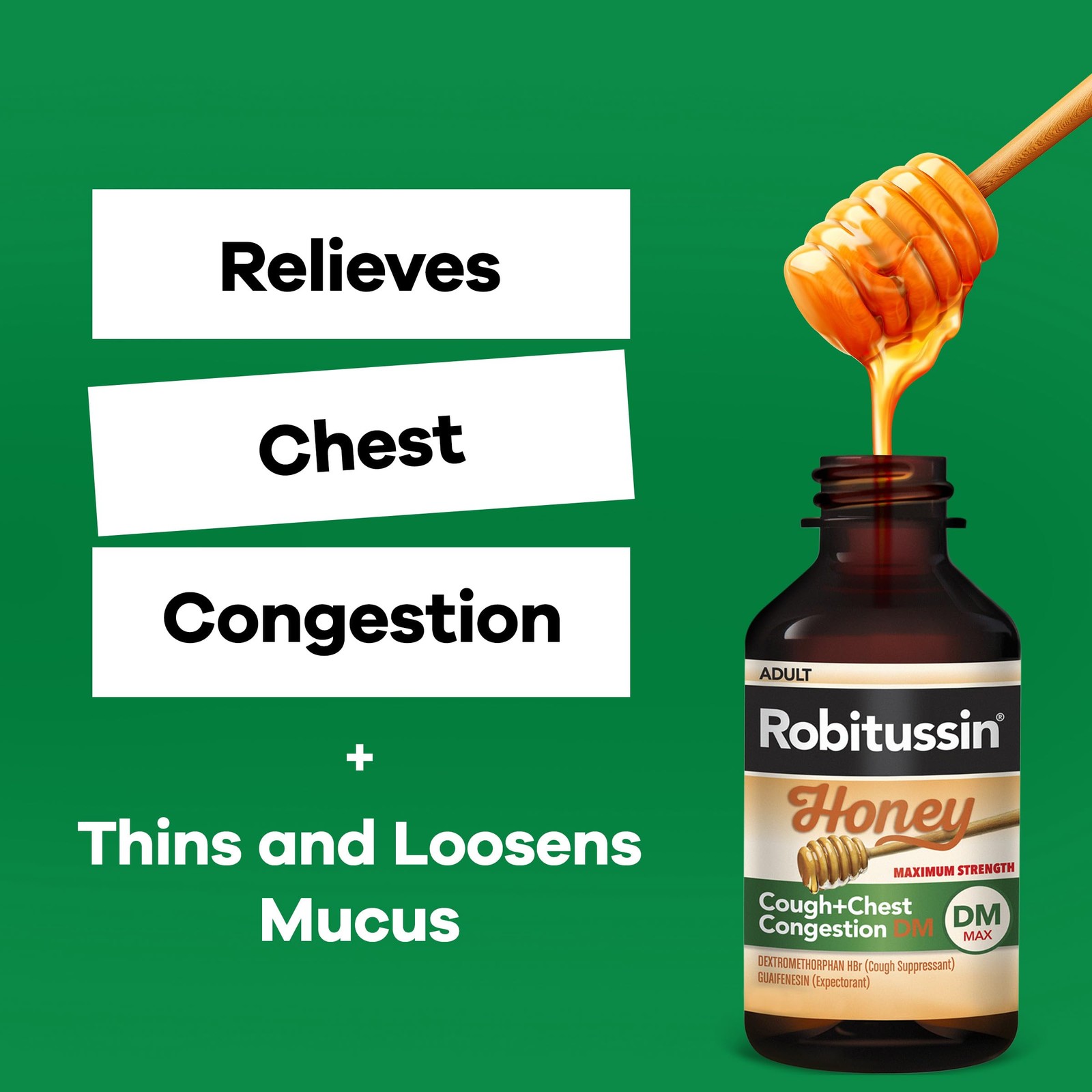 Robitussin Maximum Strength Honey Cough Plus Chest Congestion Dm Cough Medicine