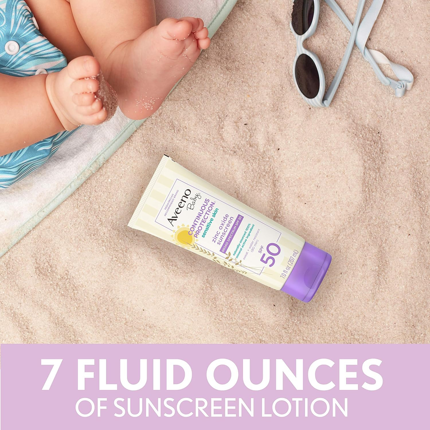 Aveeno Baby Continuous Protection Zinc Oxide Mineral Sunscreen Lotion for Sensit