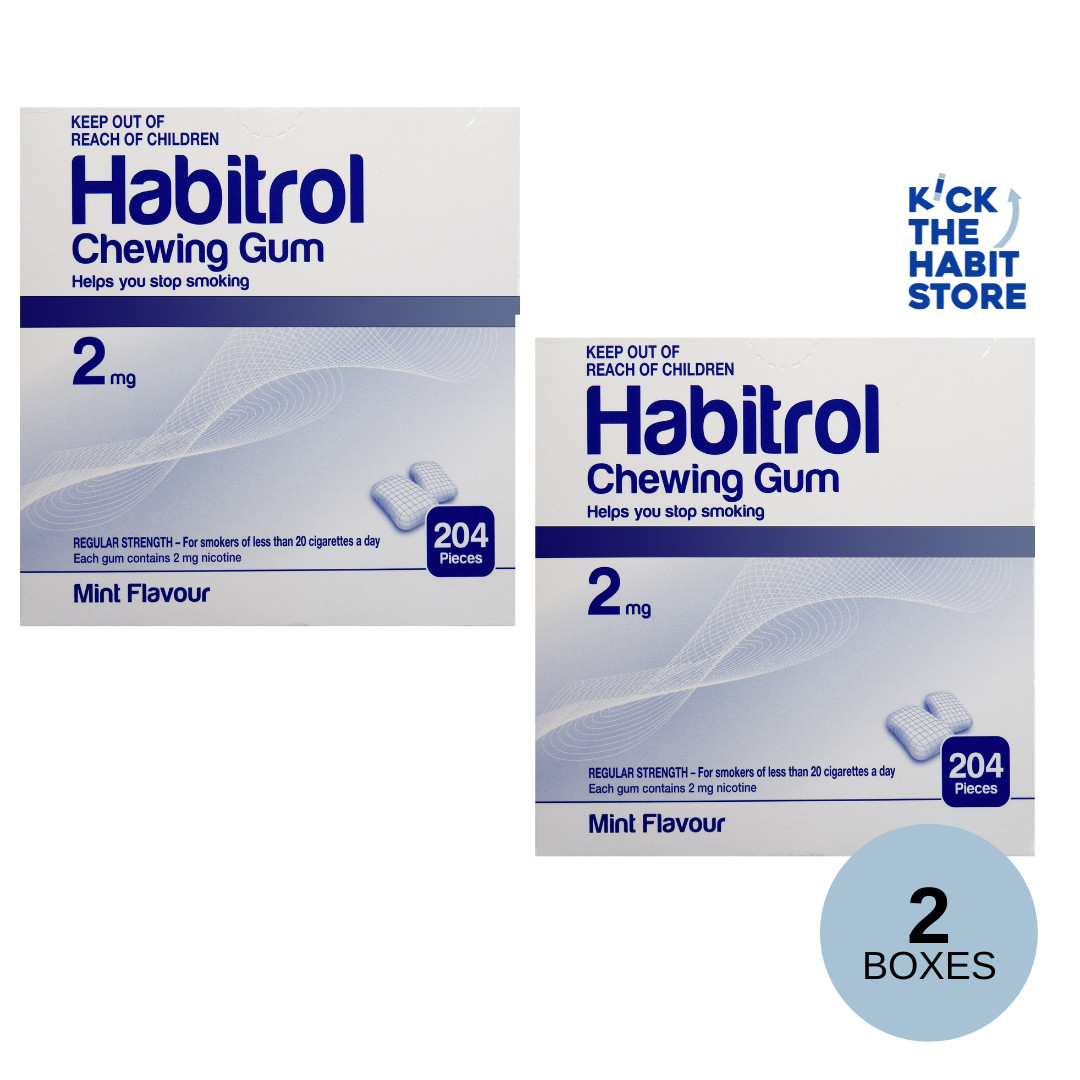 Habitrol Gum 2mg Mint 408 Pieces – 2 Boxes Sugar Free Nicotine Quit Smoking Now