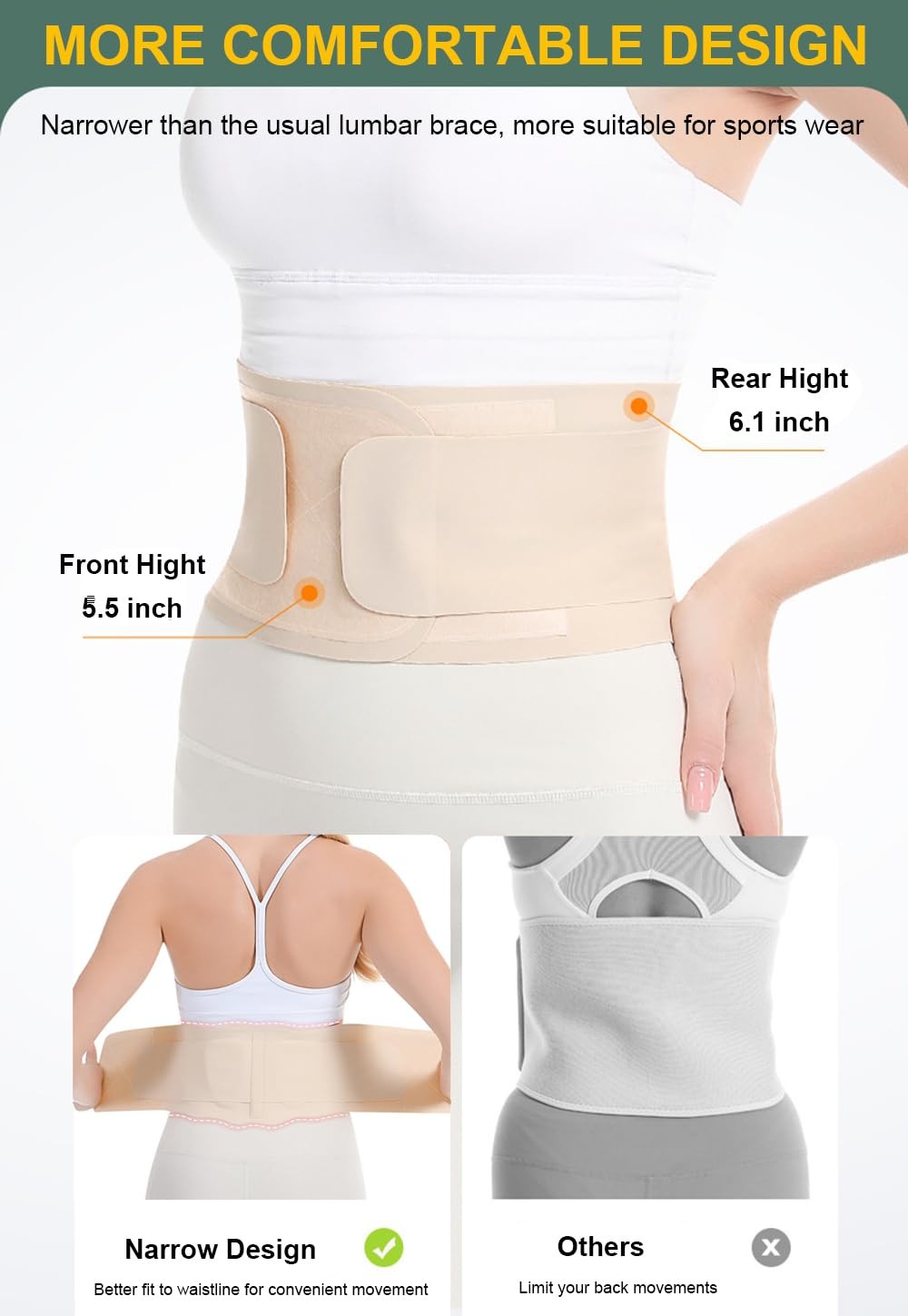 Back Brace for Lower Pain Women Men, Waist Support Brace…