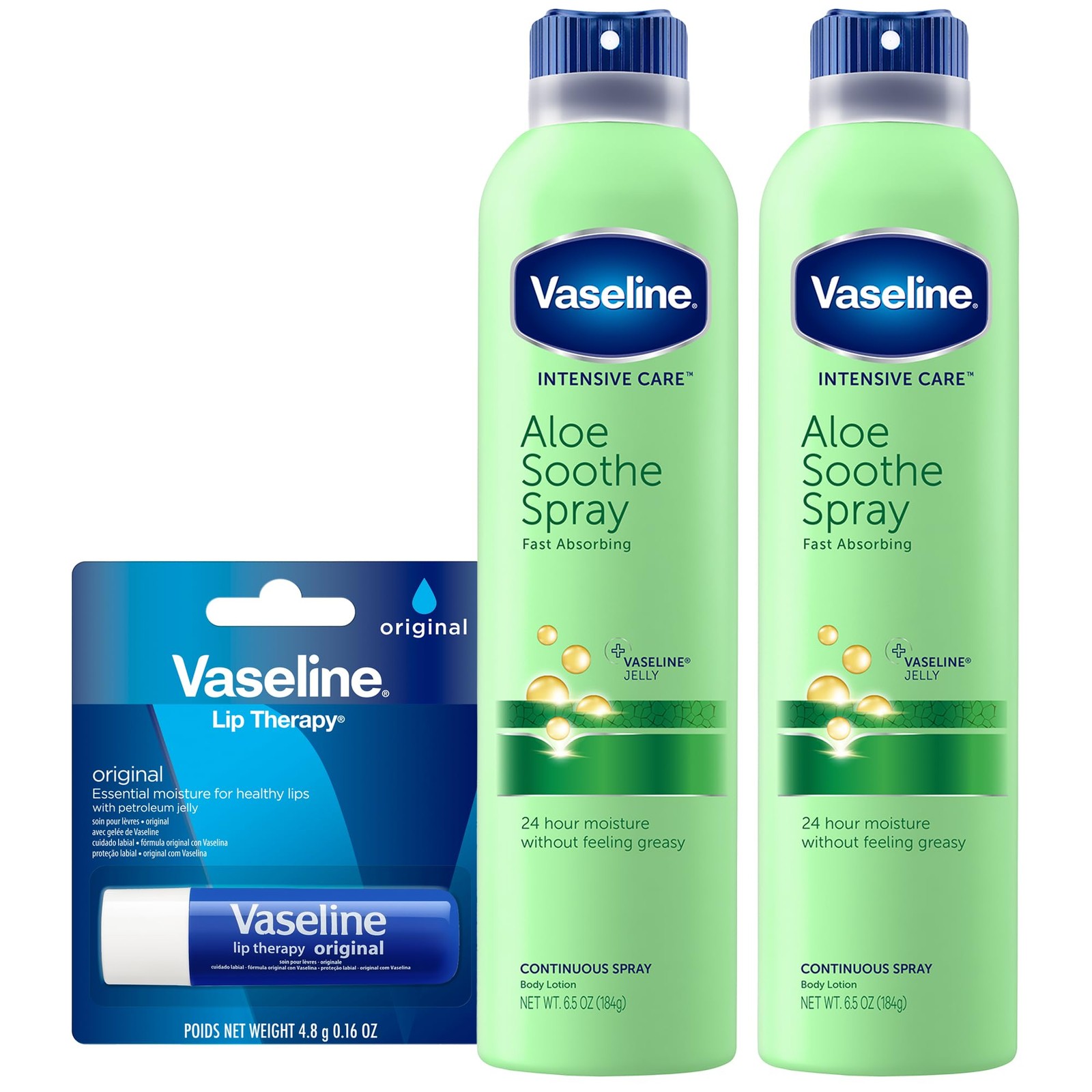 Vaseline Intensive Care Spray Moisturizer, Aloe 6.5 Ounce (Pack of 2), green