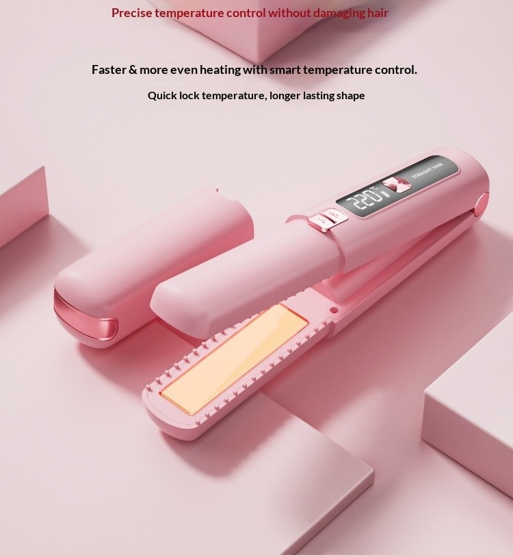 Cordless Hair Straightener and Curler Rechargeable Travel Flat Iron for Women