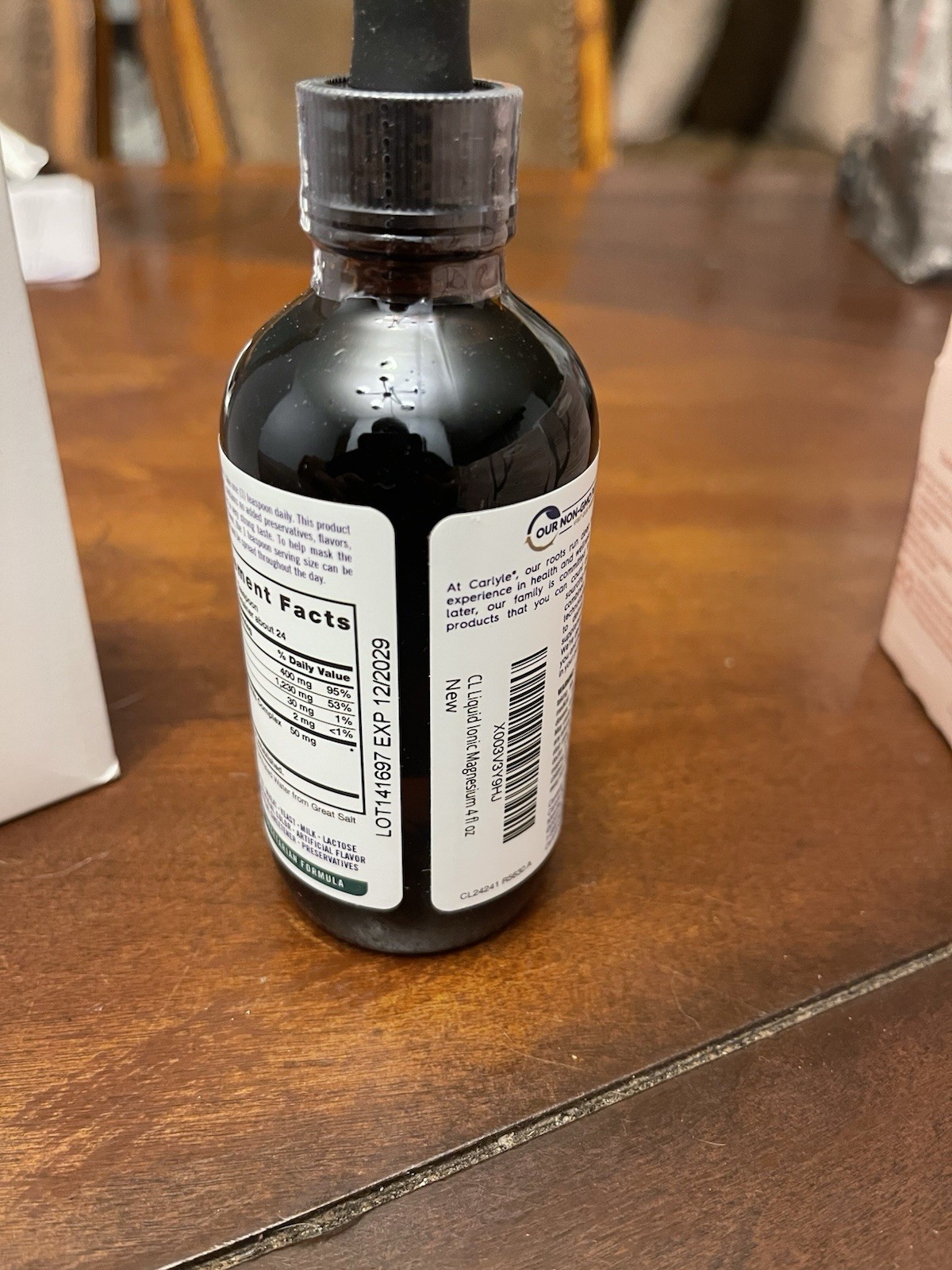 Liquid Ionic Magnesium 400mg 4 oz. Vegetarian Gluten Free by Carlyle EXP 12/2029