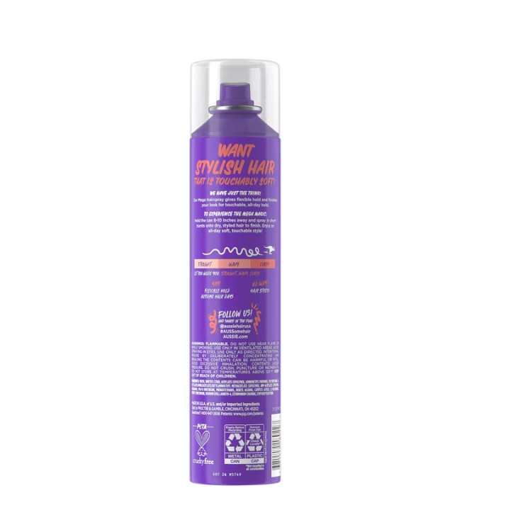 Aussie MEGA Hairspray Flexible Hold 10oz ( 3 pack ) orange