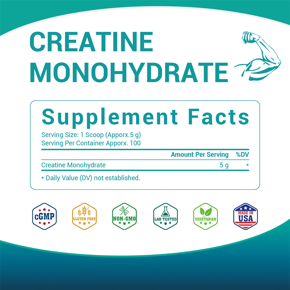 Pure Creatine Monohydrate Supplements Powder | 5000mg Per Serving | BY BIO NUTRI