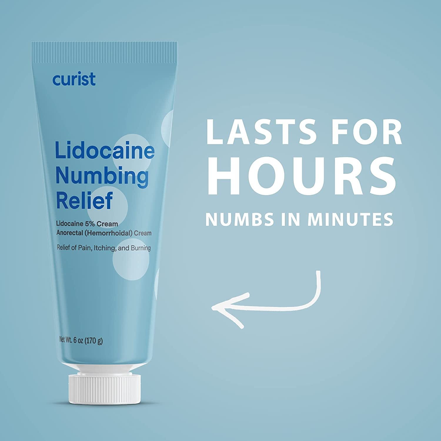 Curist Lidocaine Cream 5% 6 oz Tube Numbing Relief 6 oz Bulk Lidocaine 5%