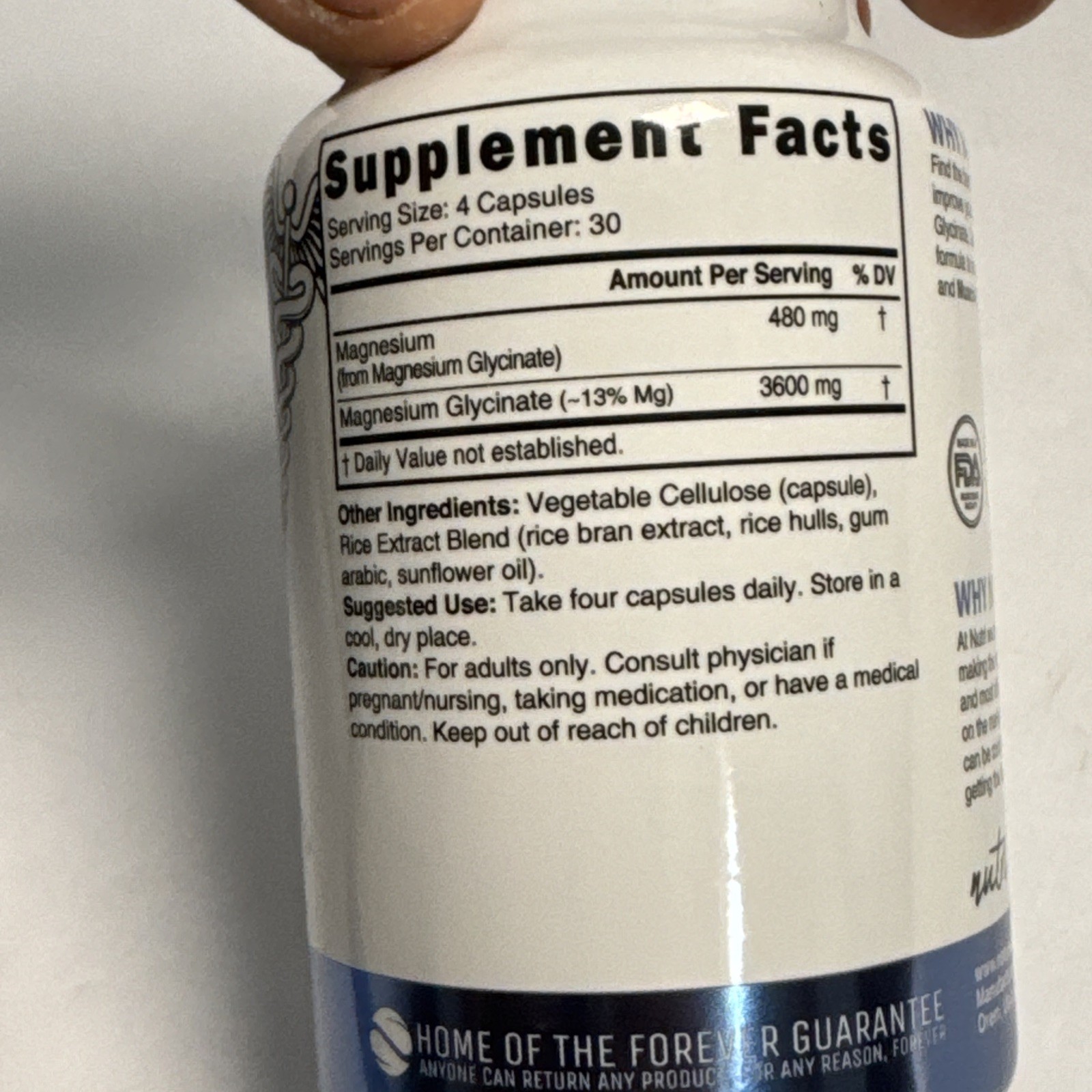 New Nutri Magnesium Glycinate High Absorption 120 Vegan Caps 900 mg 03/2028