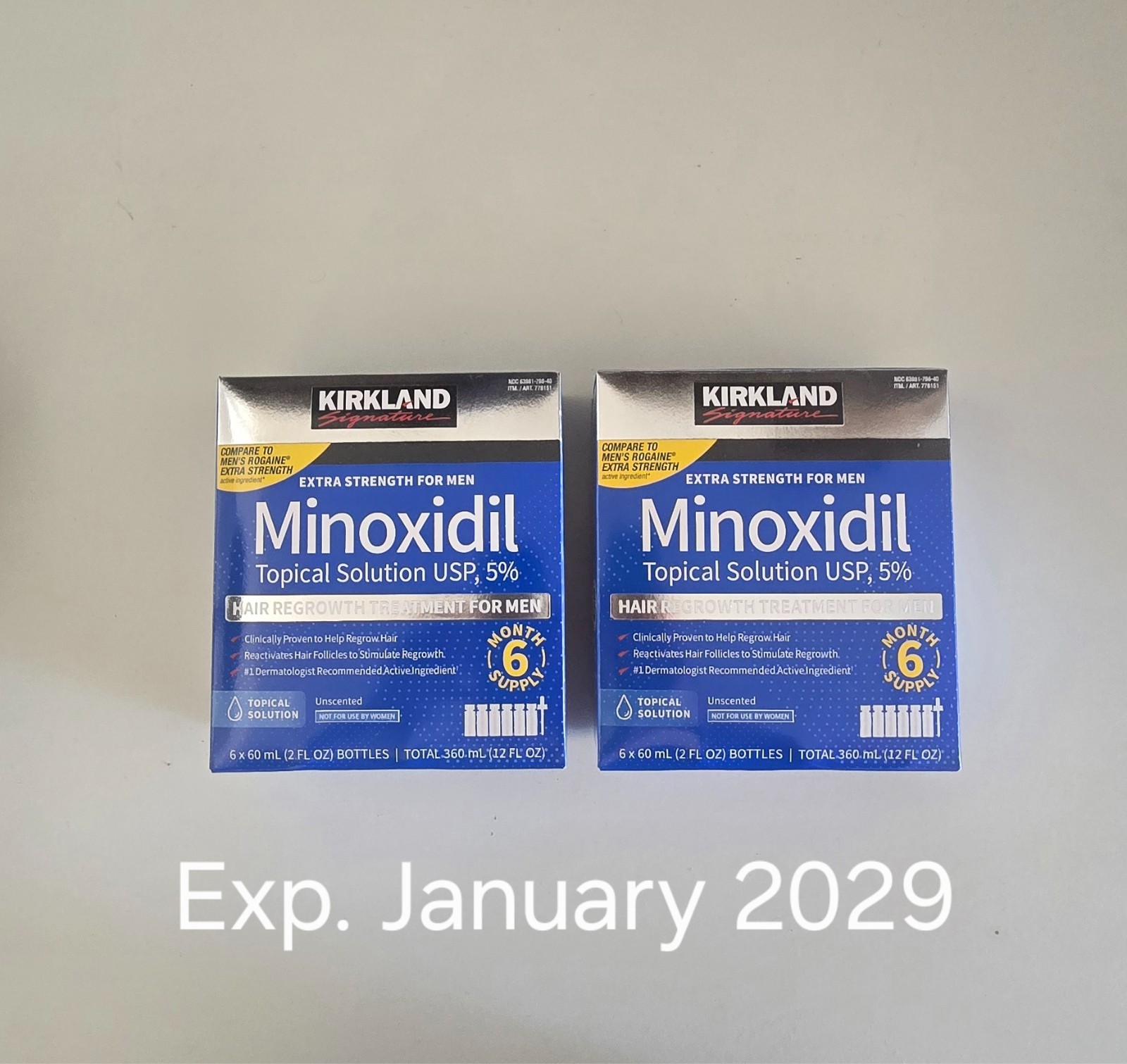 Kirkland Minoxidil 5% Hair Regrowth Treatment, 12 Month Supply (Exp. Jan 2029)